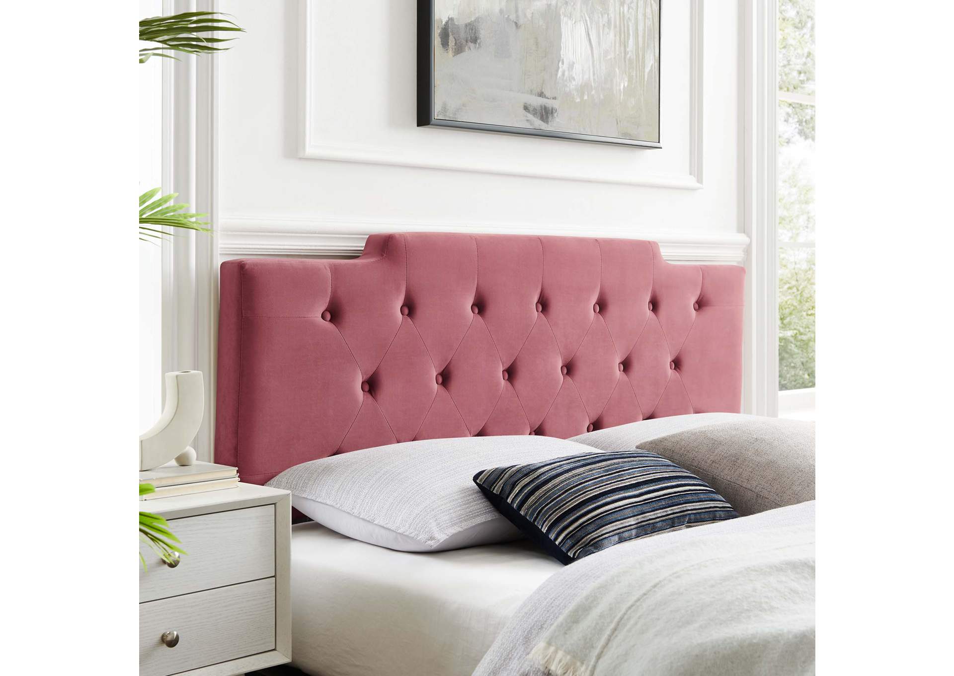 Juliet Dusty Rose Tufted King/California King Performance Velvet Headboard,Modway