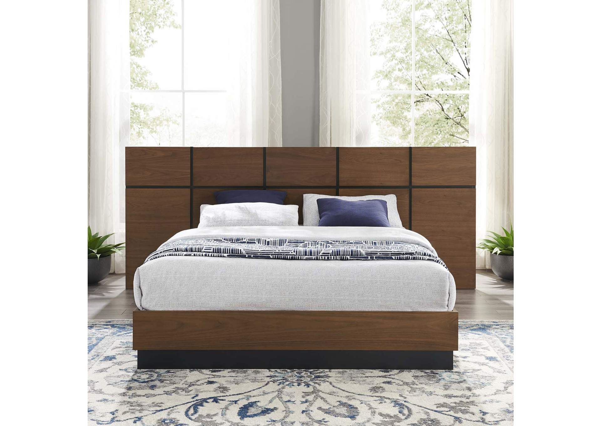 Walnut Caima Queen Platform Bed,Modway