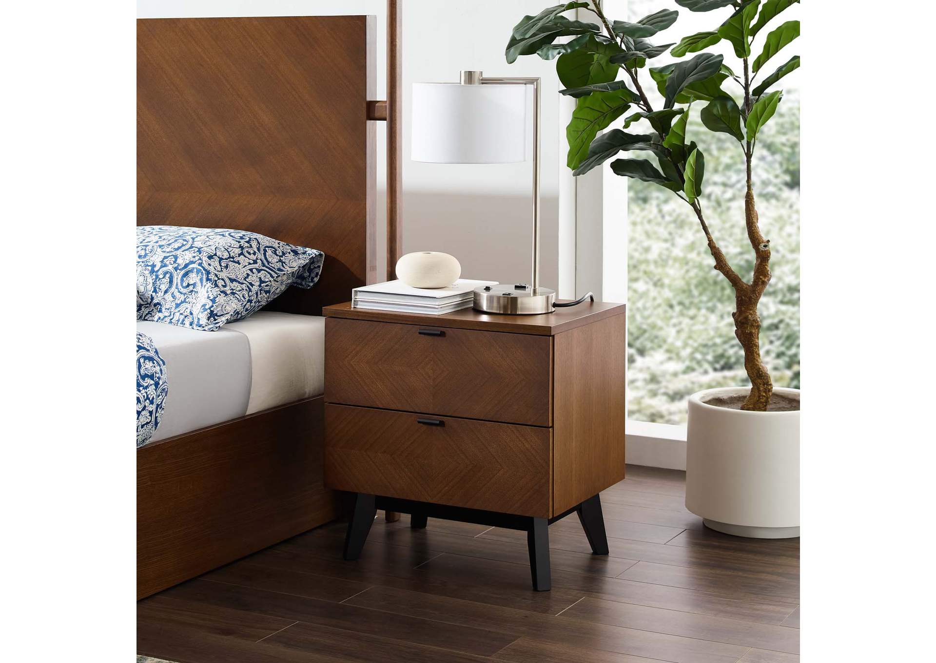 Walnut Kali Wood Nightstand,Modway