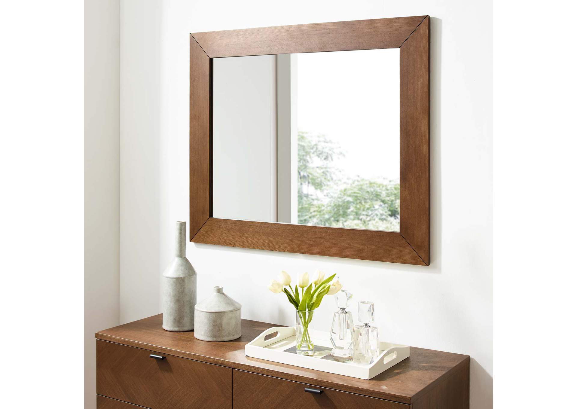 Kali Walnut Wall Mirror,Modway