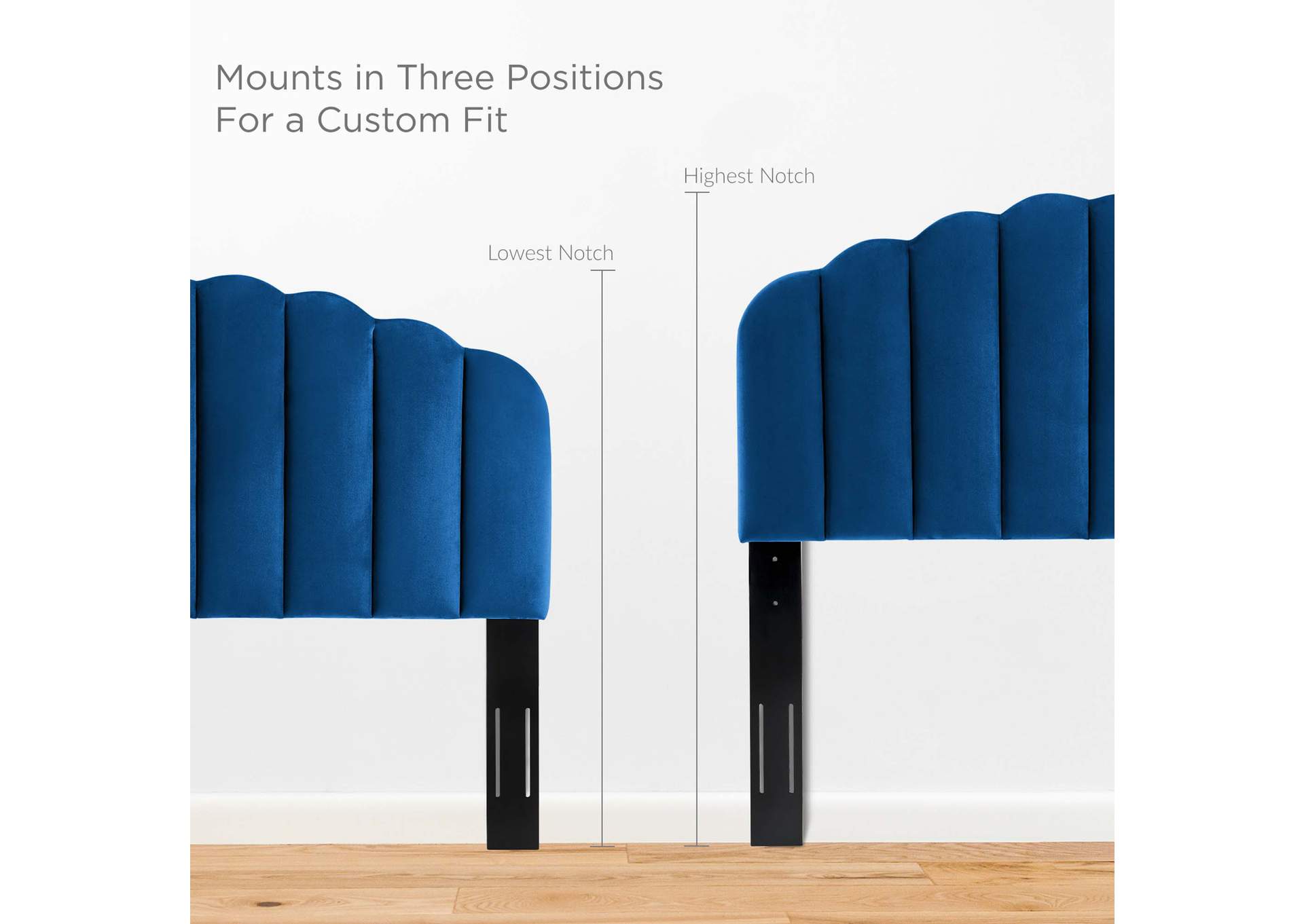 Veronique Navy Twin Performance Velvet Headboard,Modway