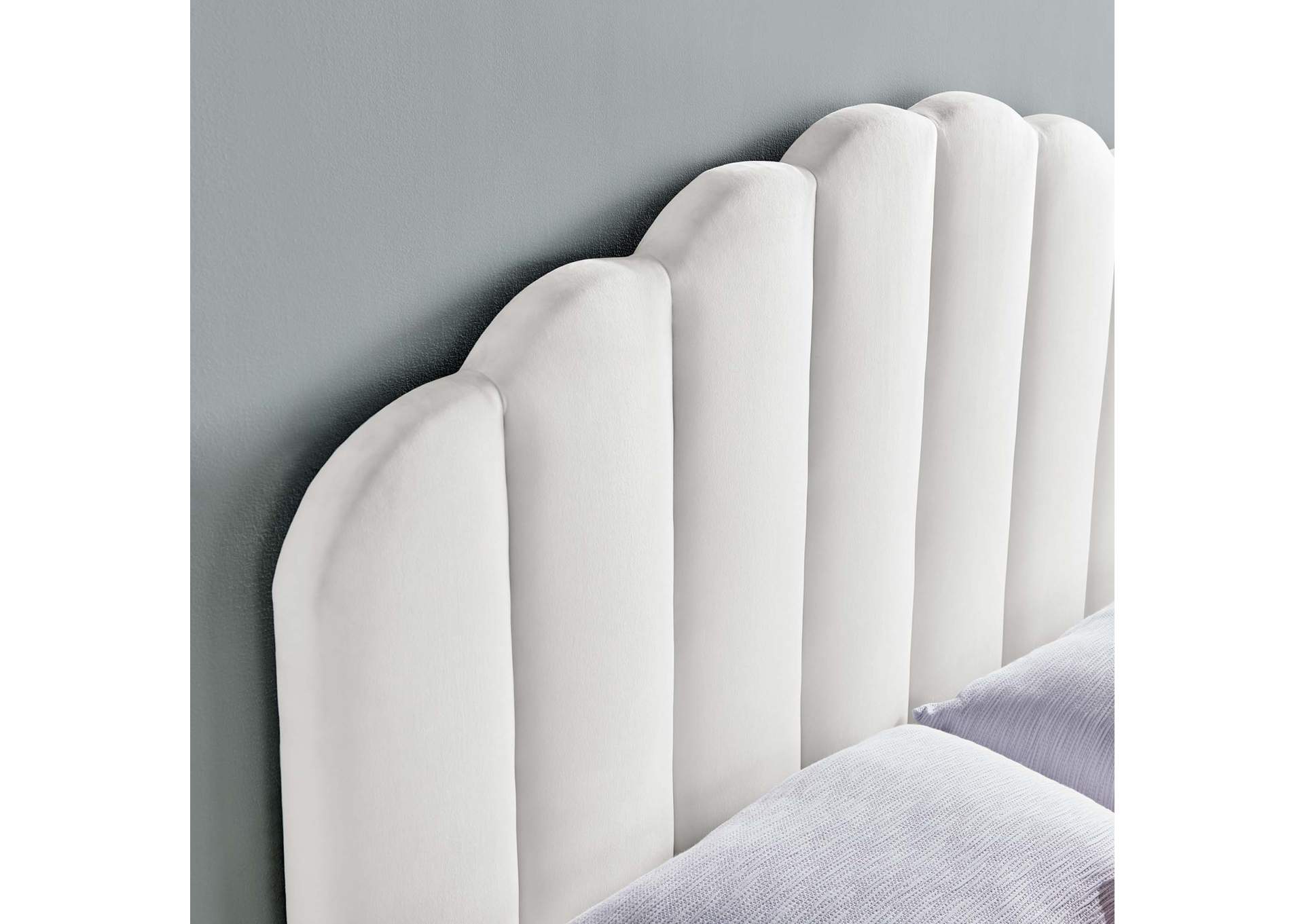 Veronique White Twin Performance Velvet Headboard,Modway
