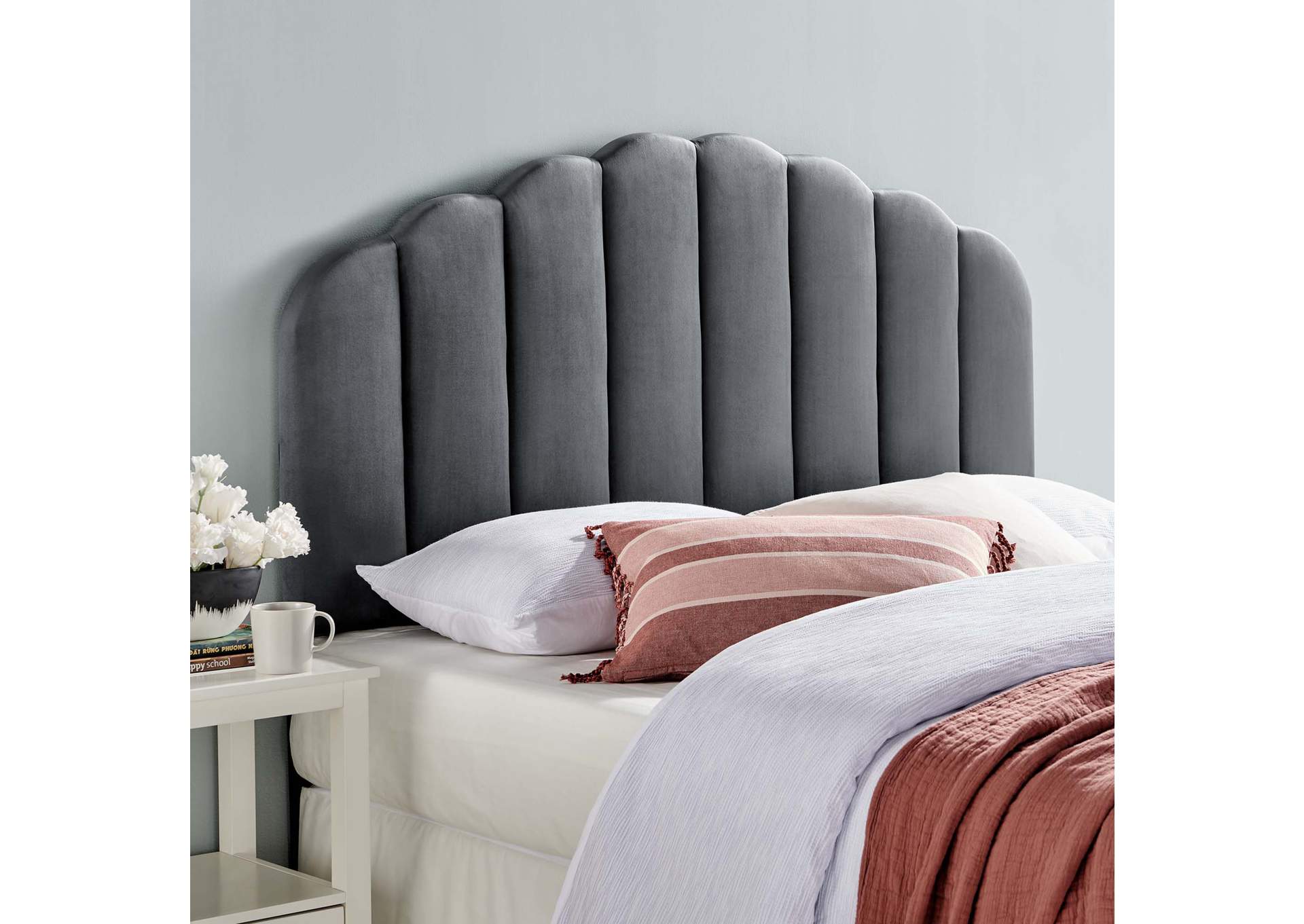 Veronique Charcoal Full/Queen Performance Velvet Headboard,Modway