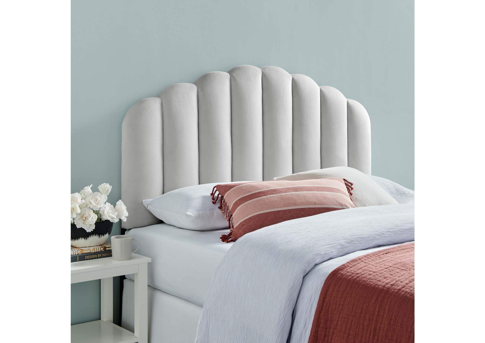 Veronique Light Gray Full/Queen Performance Velvet Headboard,Modway