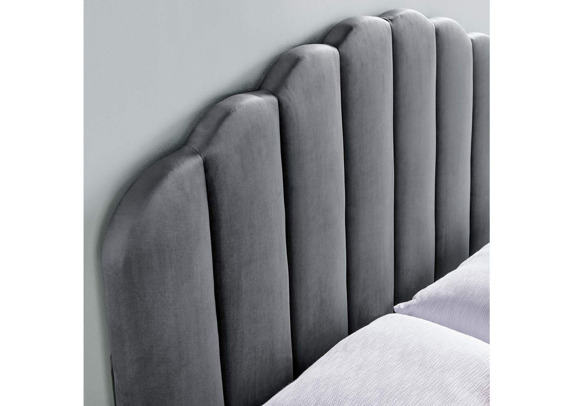 Veronique Charcoal King/California King Performance Velvet Headboard,Modway