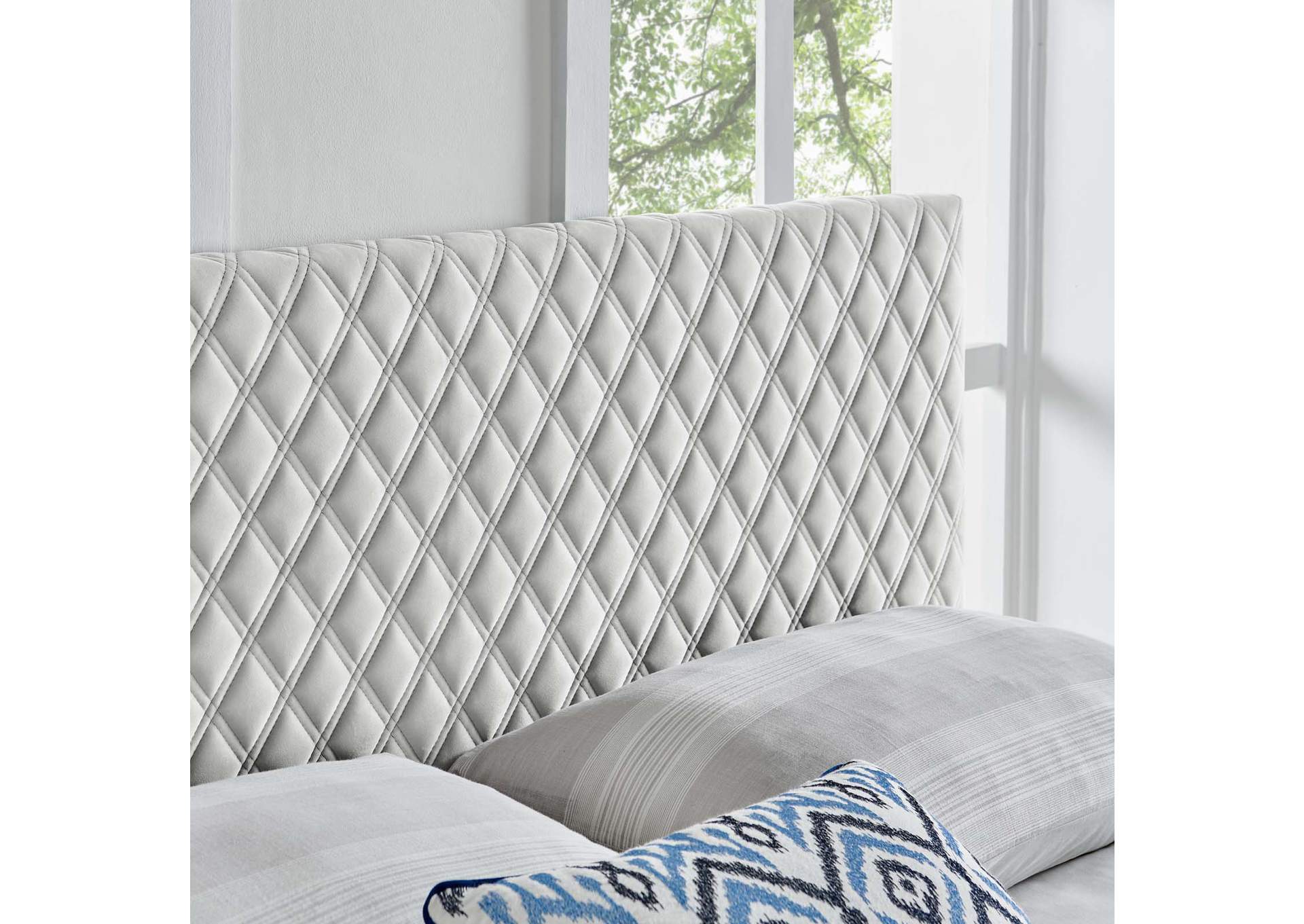 Angela Light Gray Twin Performance Velvet Headboard,Modway