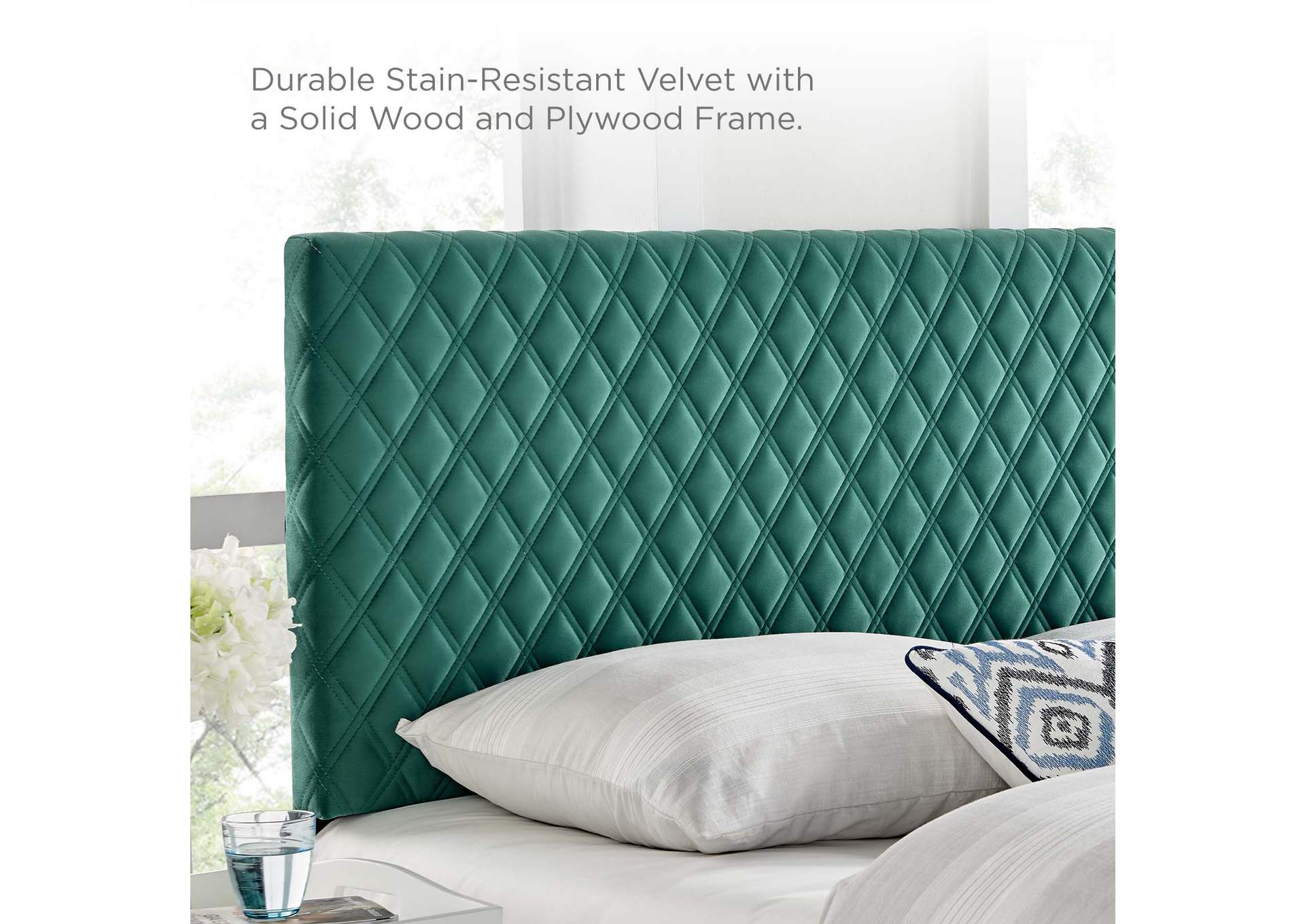 Angela Teal Twin Performance Velvet Headboard,Modway