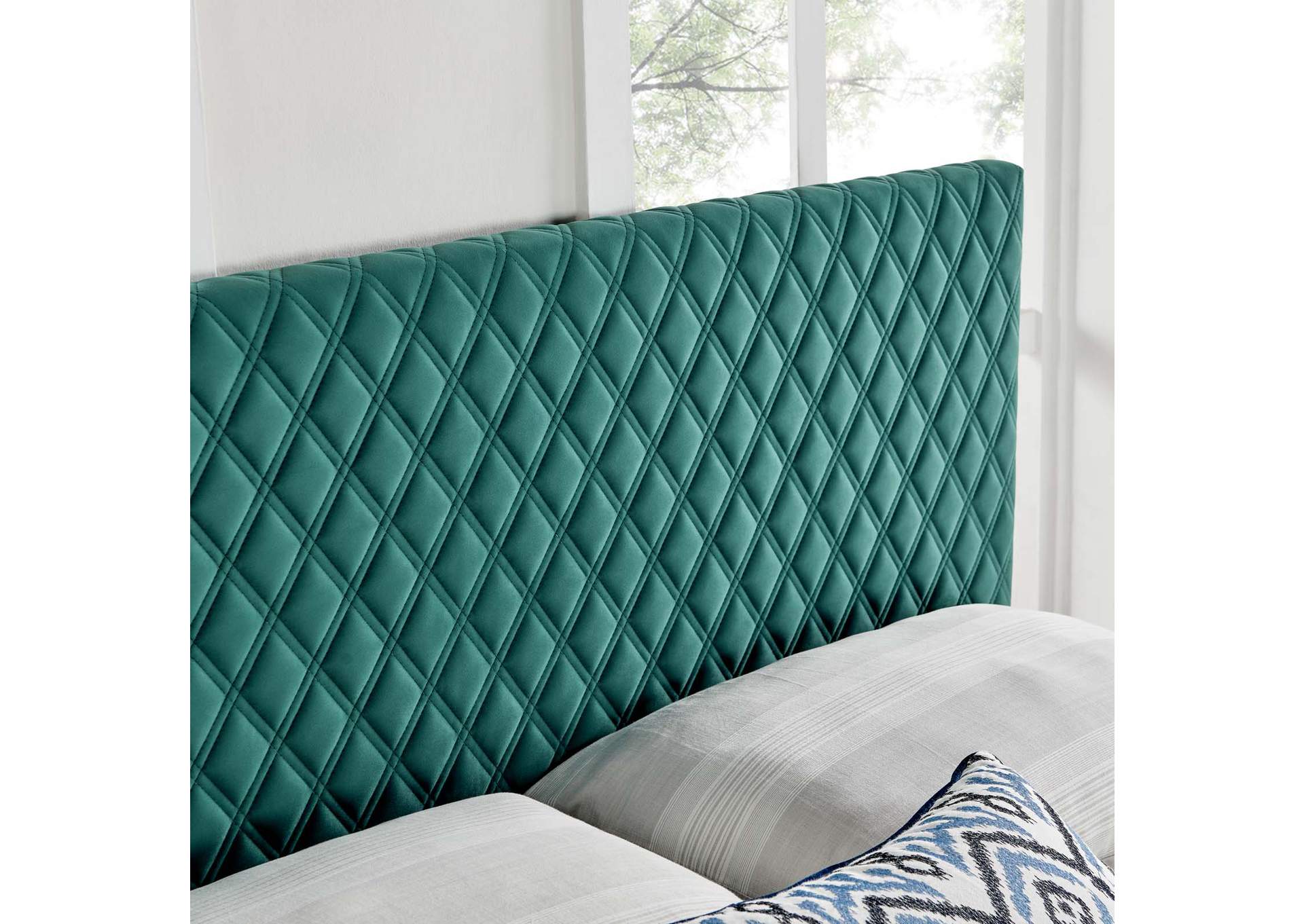 Angela Teal Twin Performance Velvet Headboard,Modway