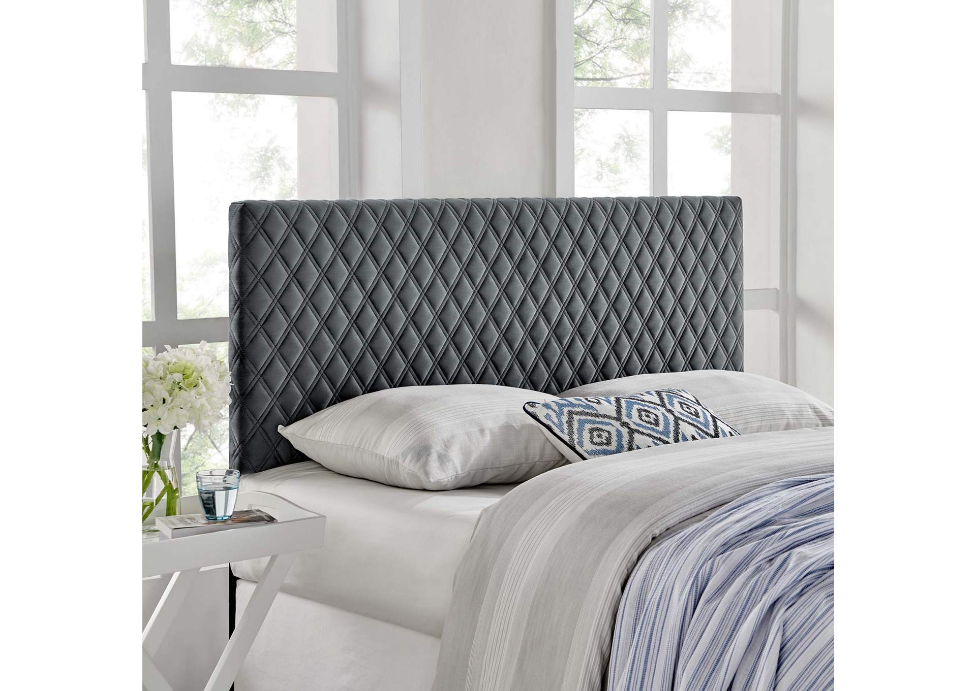 Angela Charcoal Full/Queen Performance Velvet Headboard,Modway