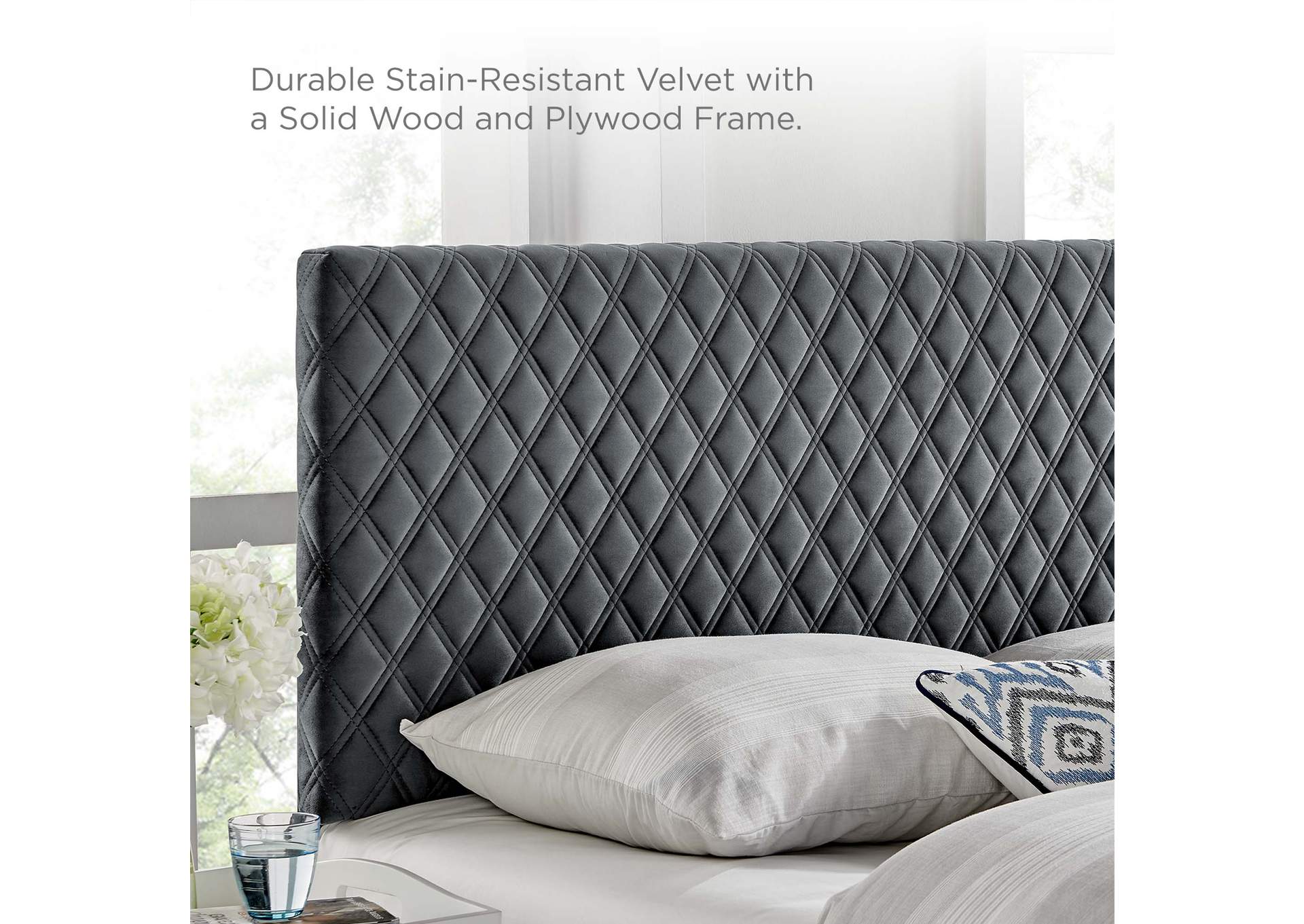Angela Charcoal Full/Queen Performance Velvet Headboard,Modway