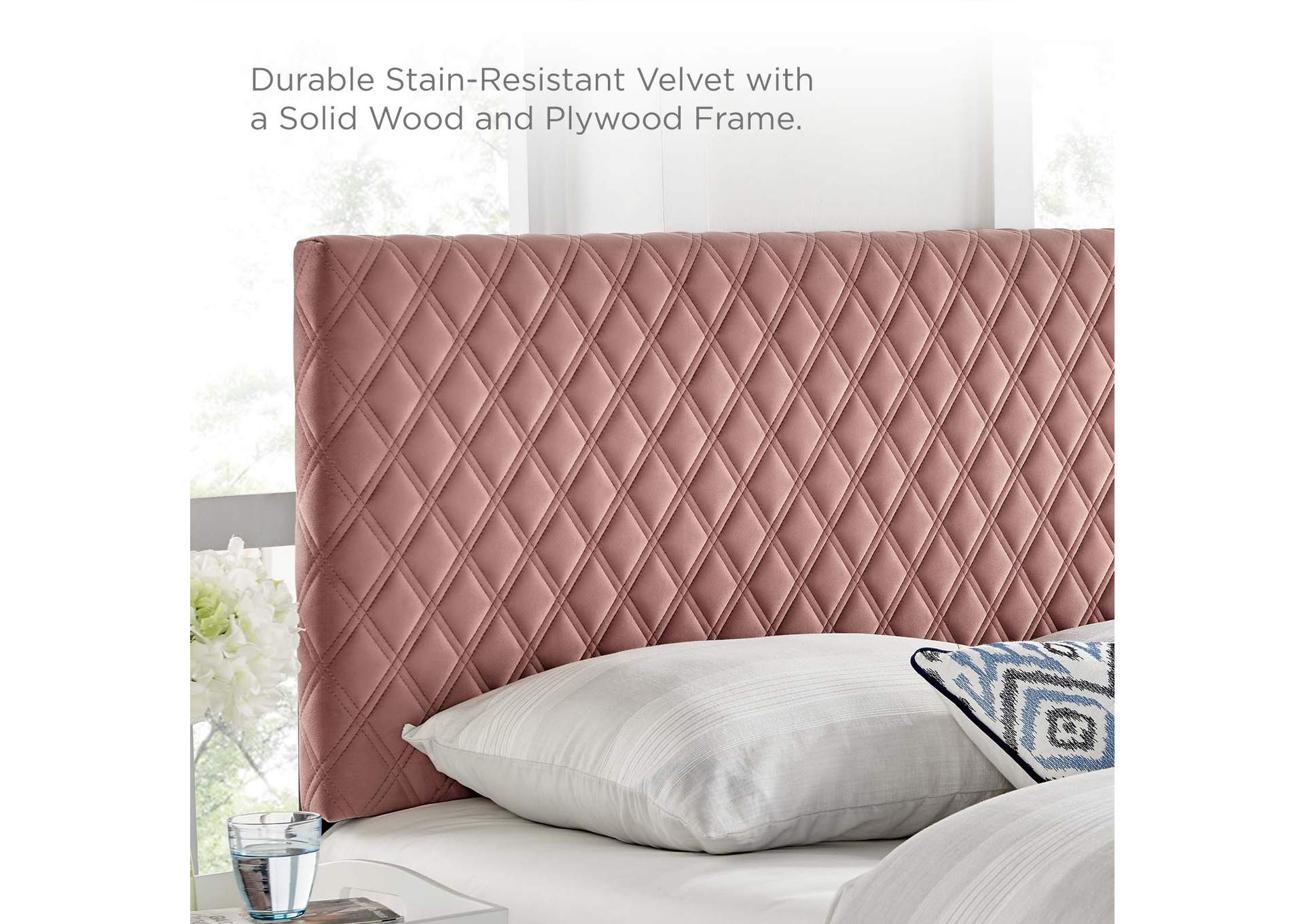 Angela Dusty Rose Full/Queen Performance Velvet Headboard,Modway