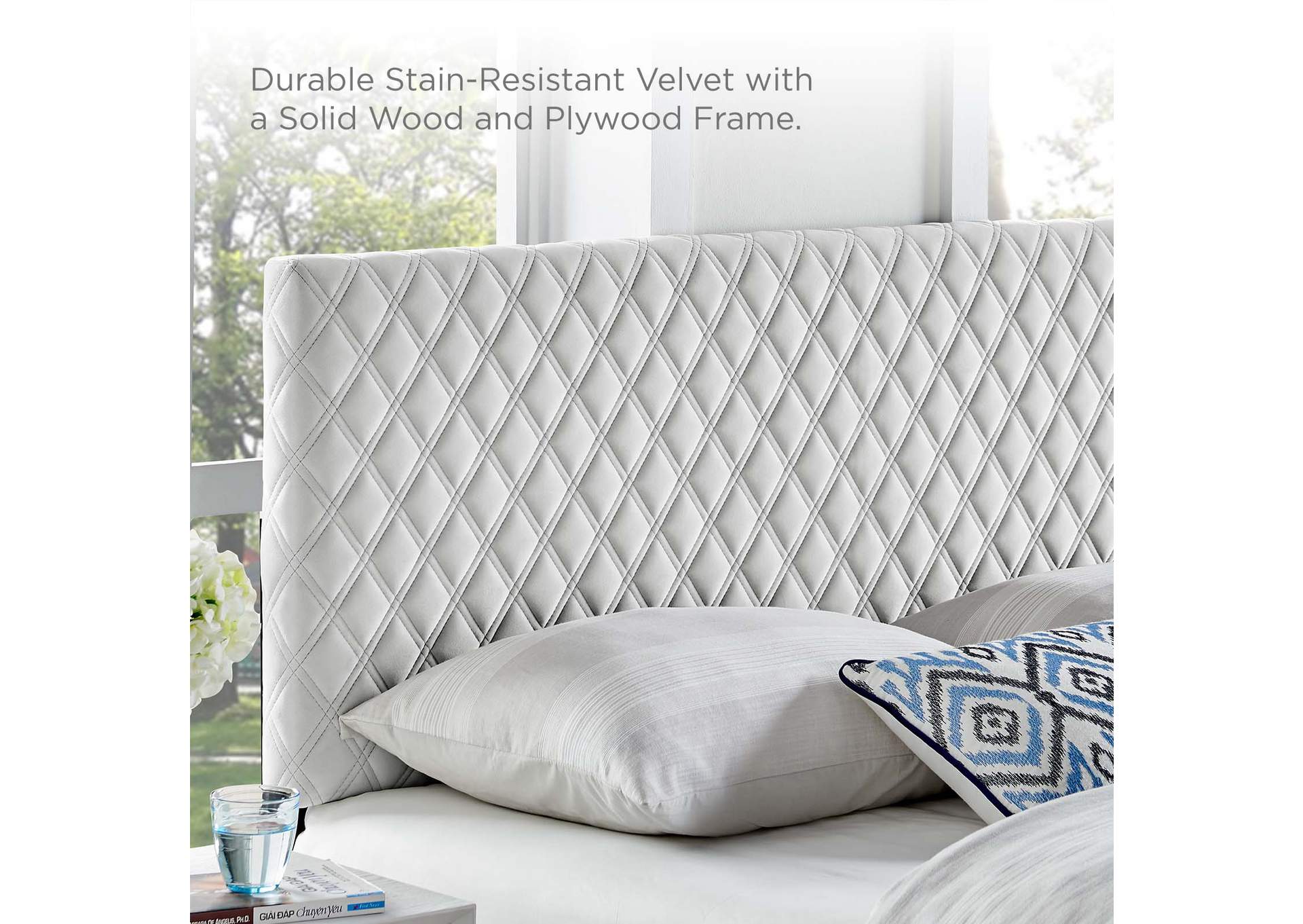 Angela Light Gray Full/Queen Performance Velvet Headboard,Modway