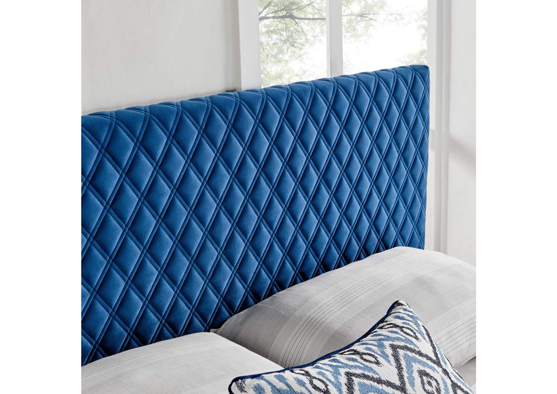 Angela Navy Full/Queen Performance Velvet Headboard,Modway