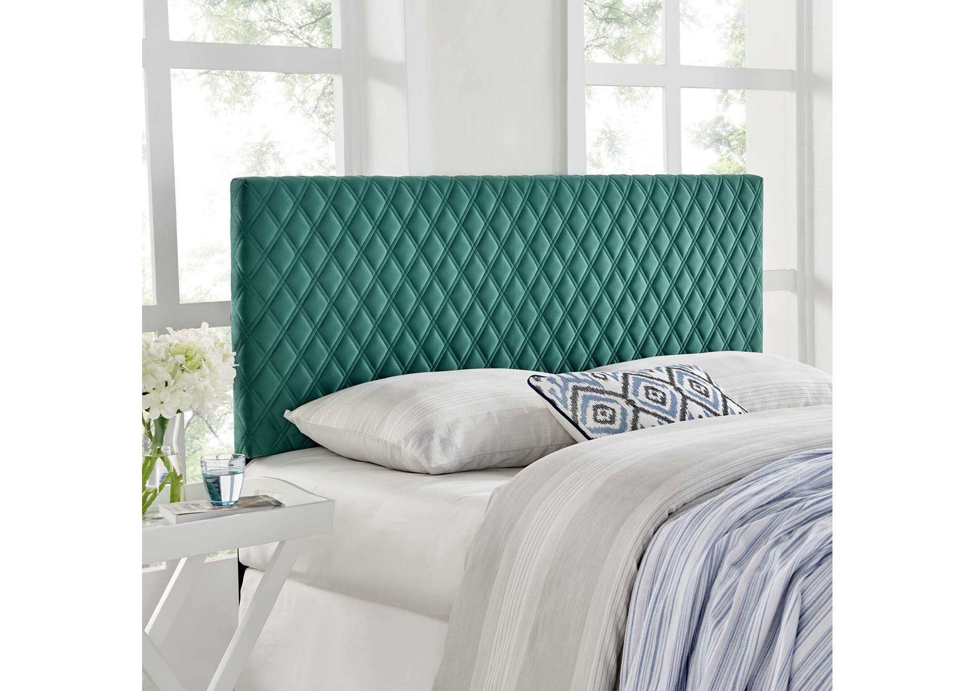 Angela Teal Full/Queen Performance Velvet Headboard,Modway