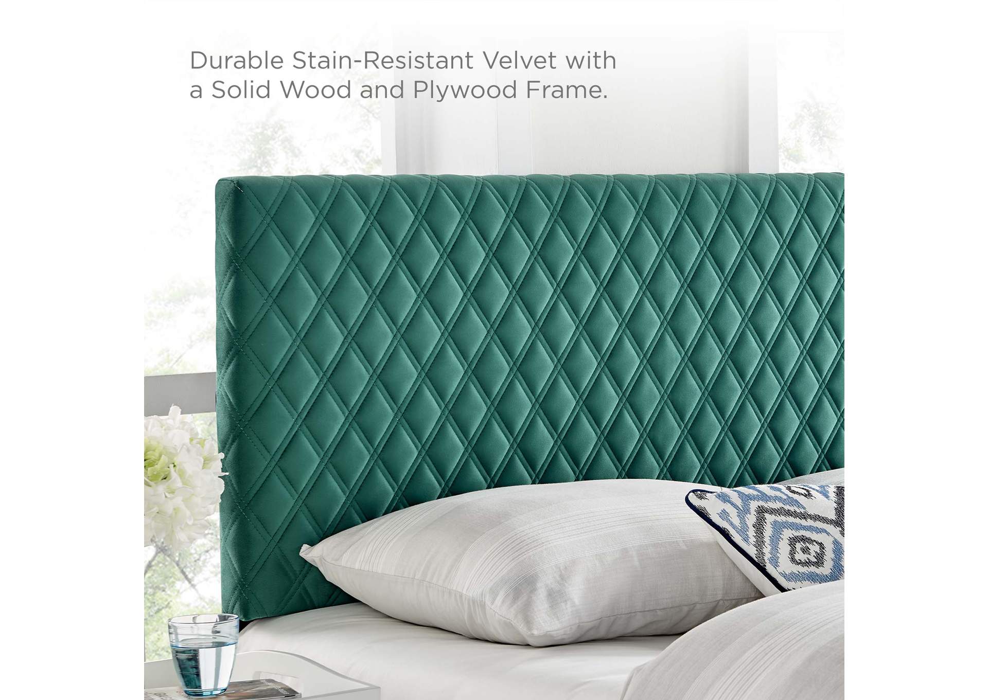 Angela Teal Full/Queen Performance Velvet Headboard,Modway