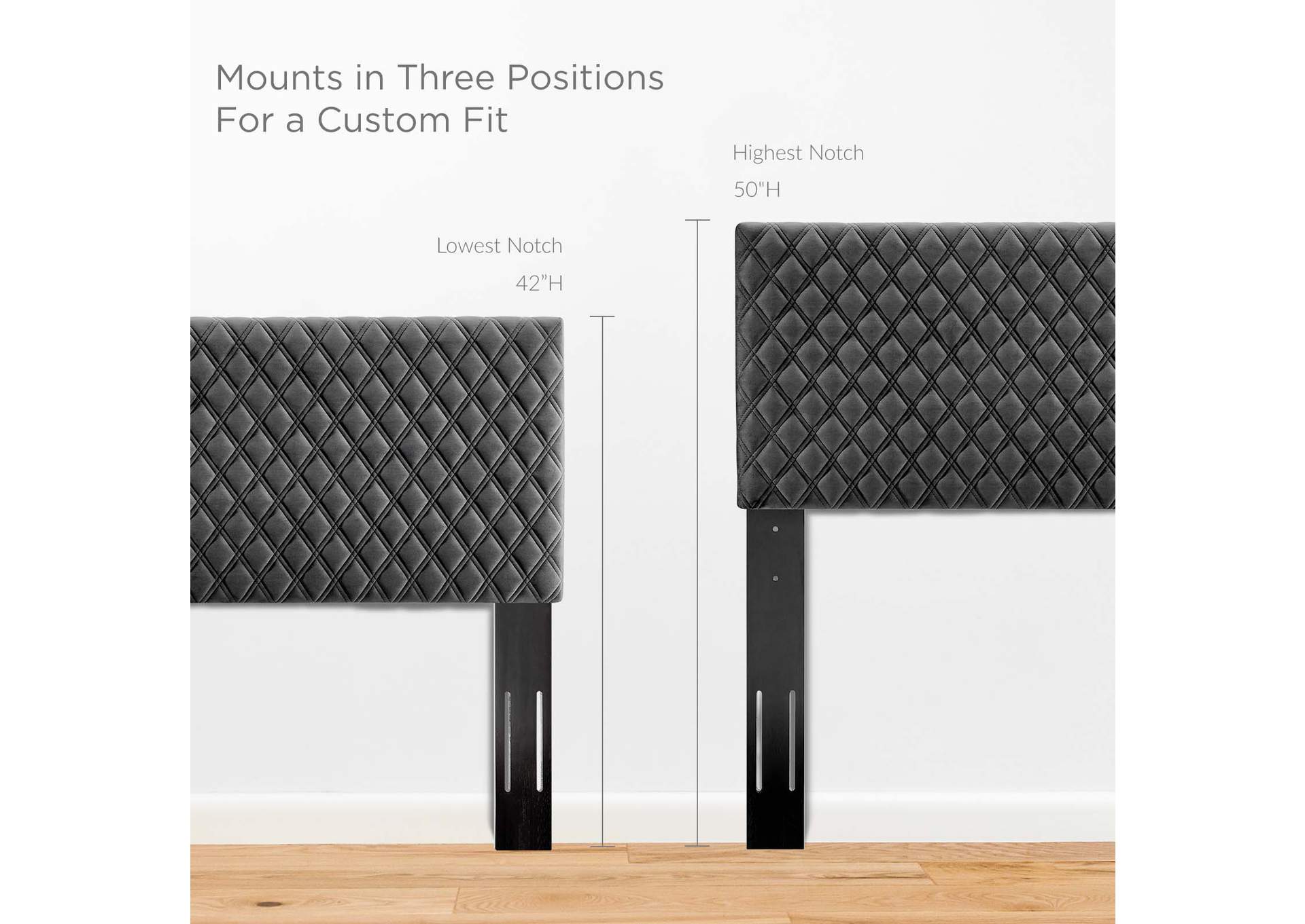 Angela Charcoal King Performance Velvet Headboard,Modway