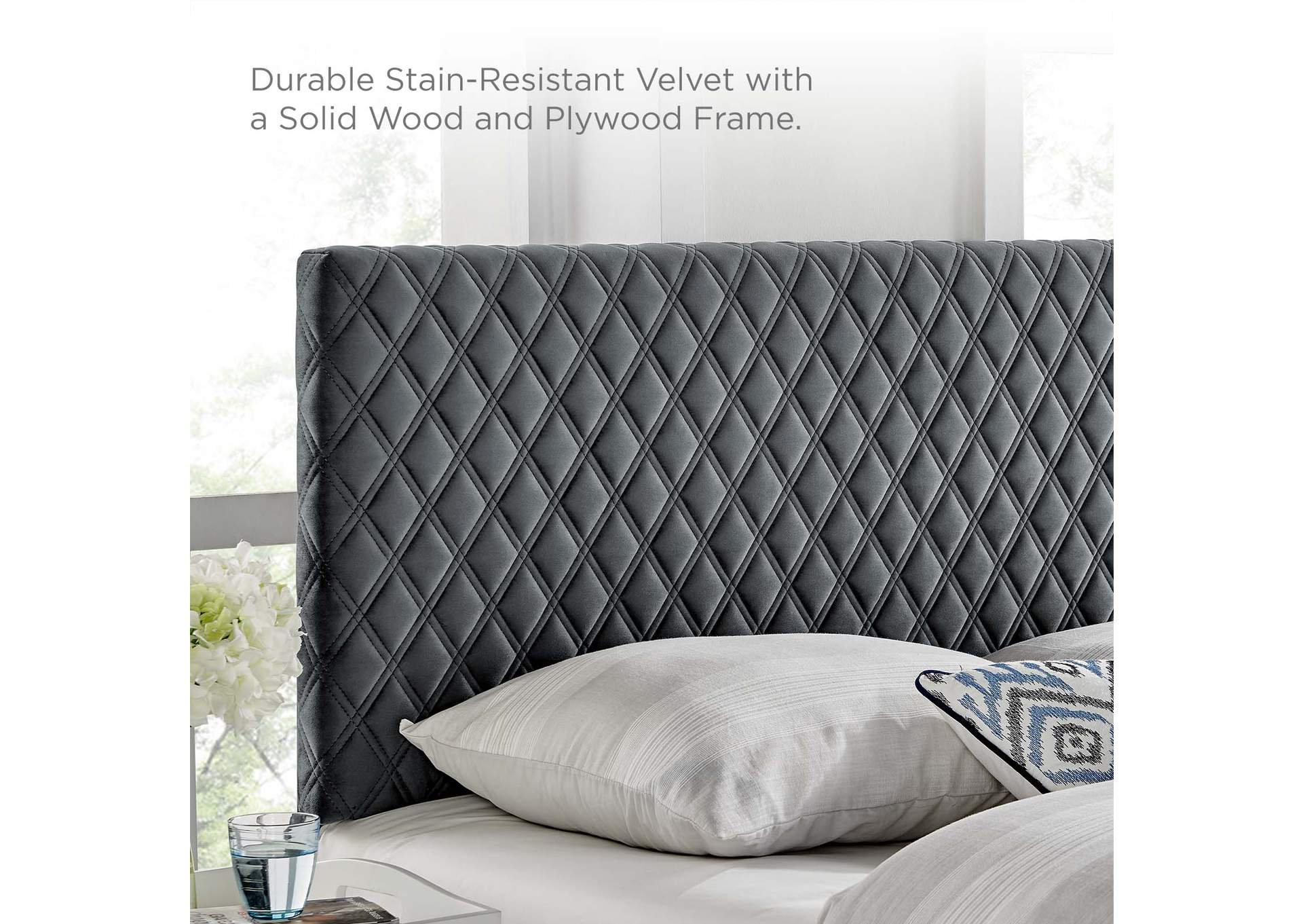 Angela Charcoal King Performance Velvet Headboard,Modway