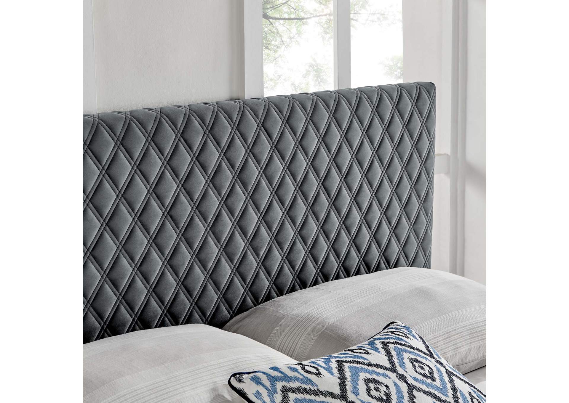Angela Charcoal King Performance Velvet Headboard,Modway