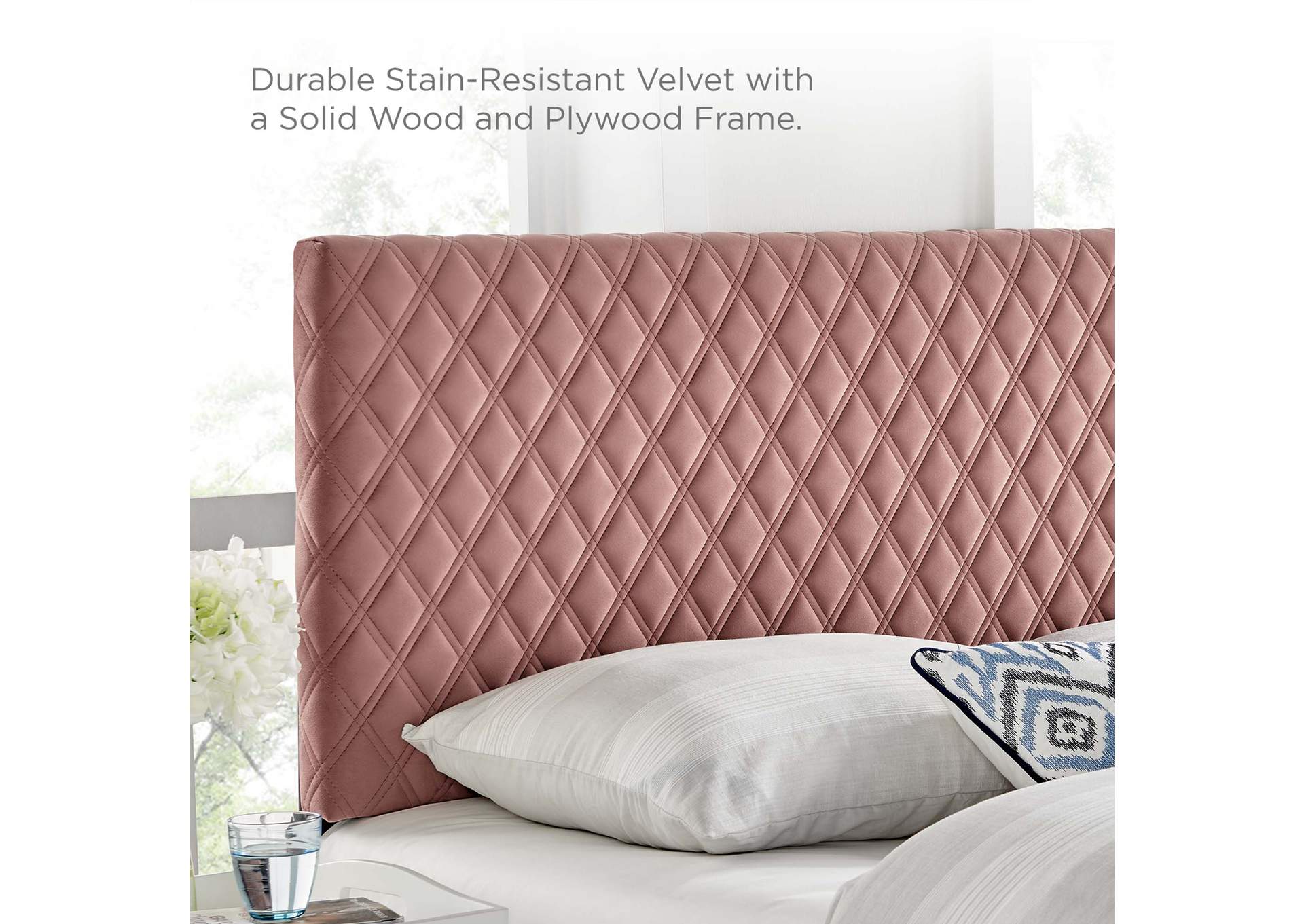 Angela Dusty Rose King Performance Velvet Headboard,Modway