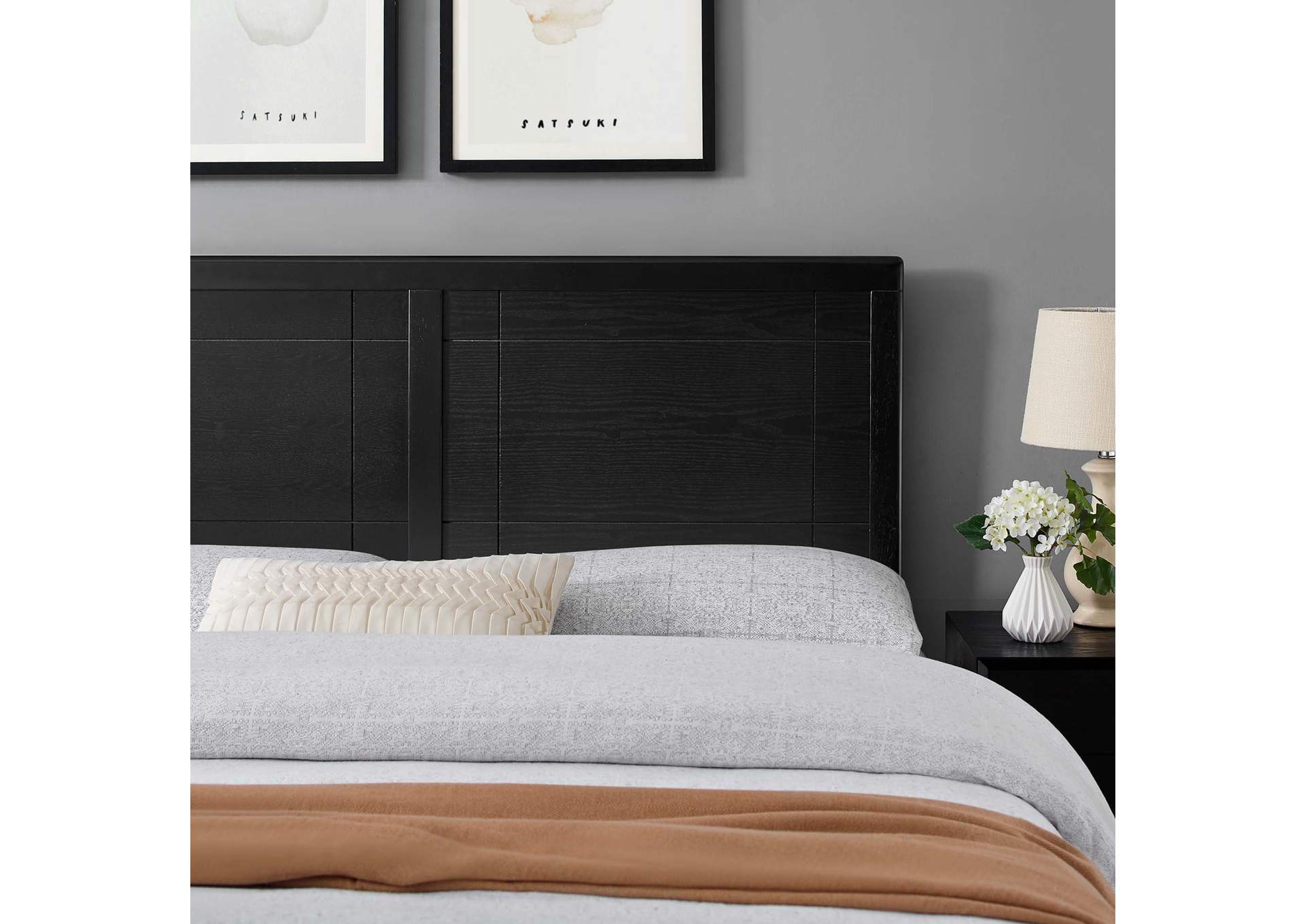 Archie Black Twin Wood Headboard,Modway