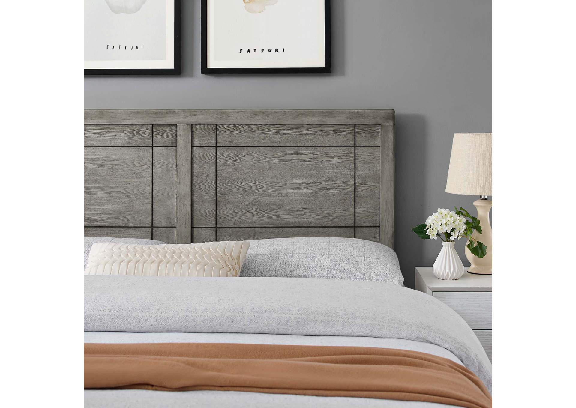 Archie Gray Full Wood Headboard,Modway