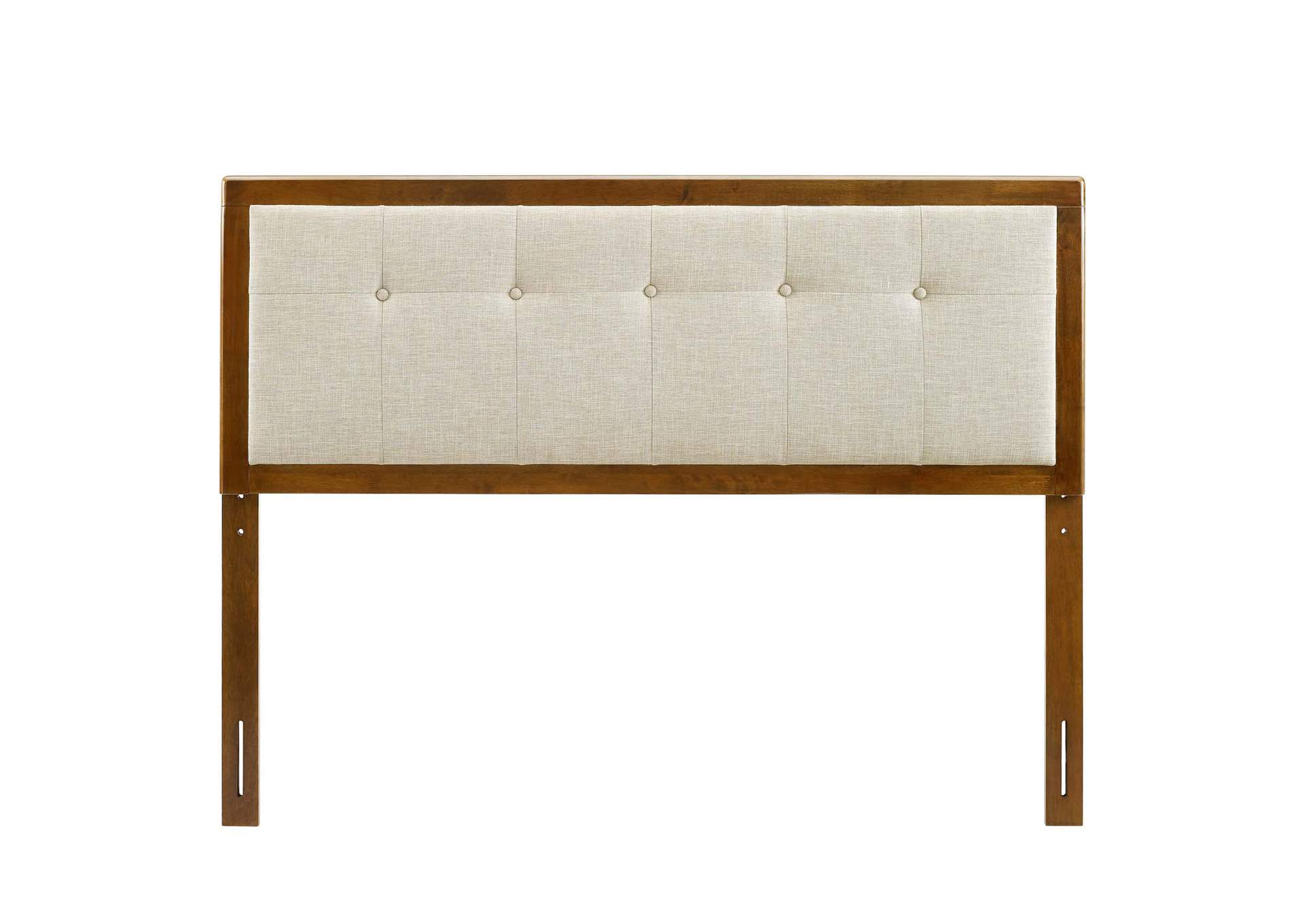 Draper Walnut Beige Tufted Twin Fabric and Wood Headboard,Modway