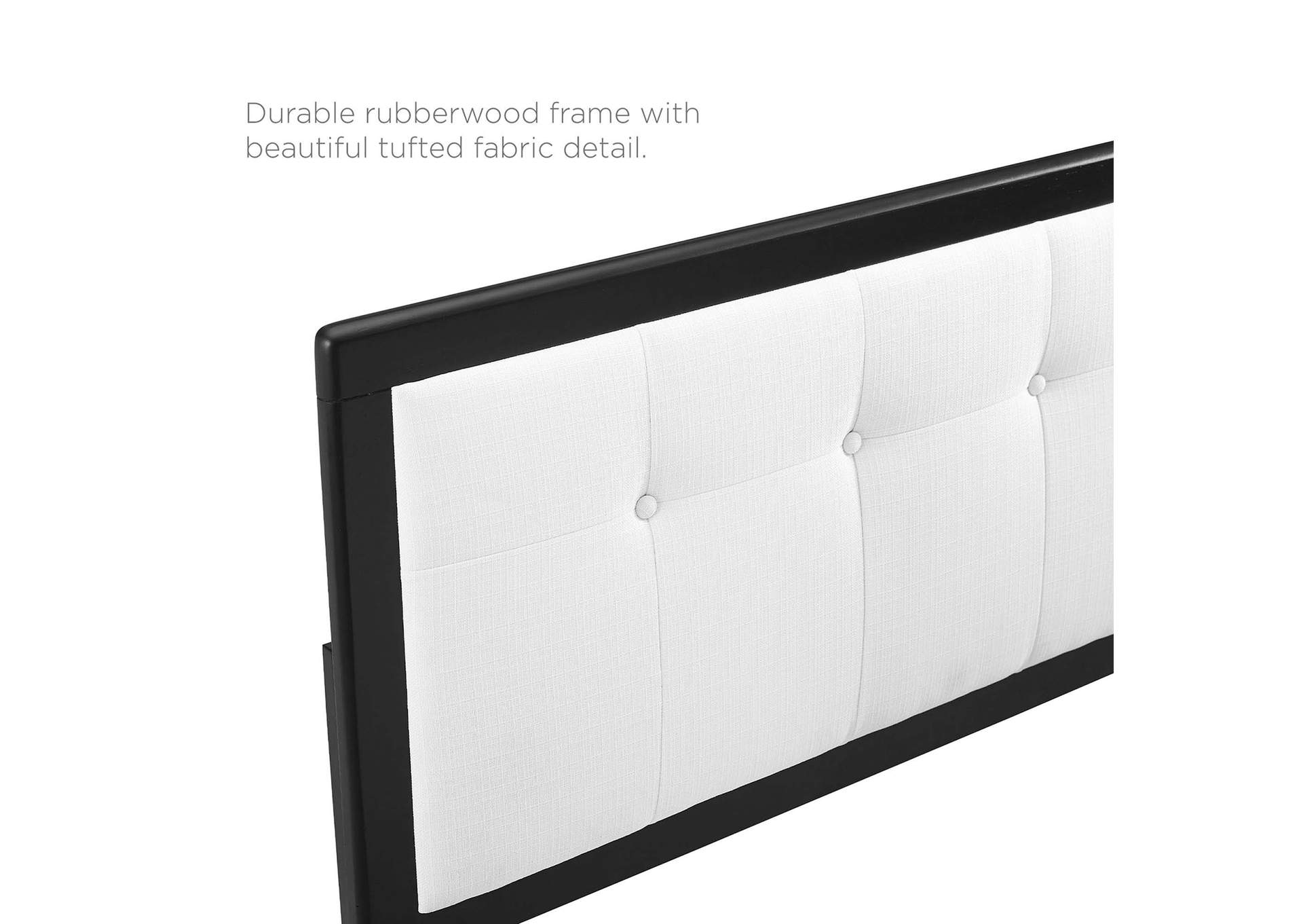 Draper Black White Tufted Full Fabric and Wood Headboard,Modway