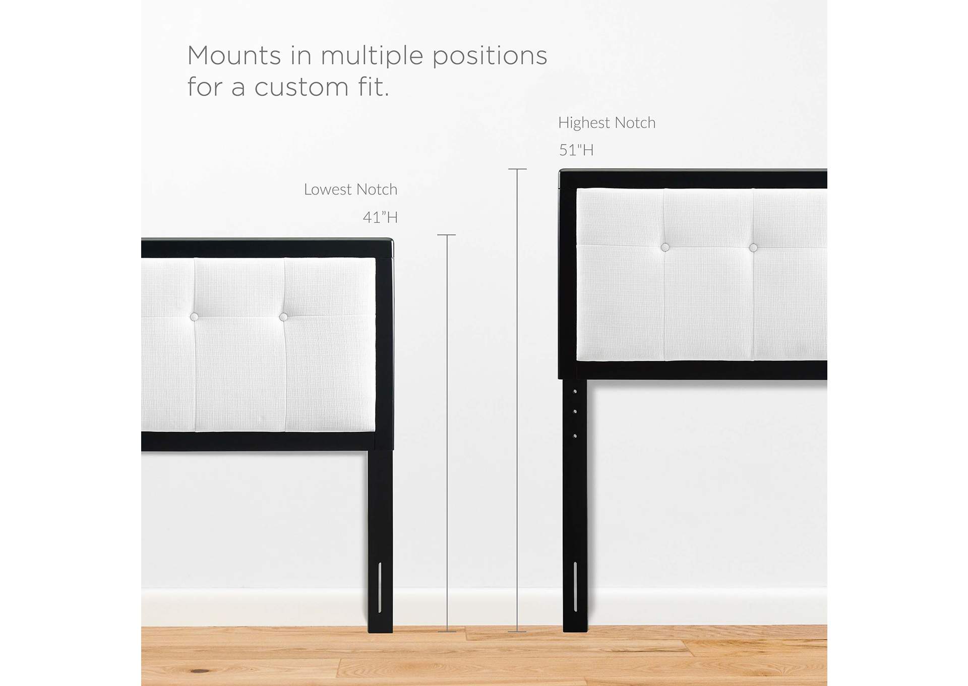 Draper Black White Tufted Full Fabric and Wood Headboard,Modway
