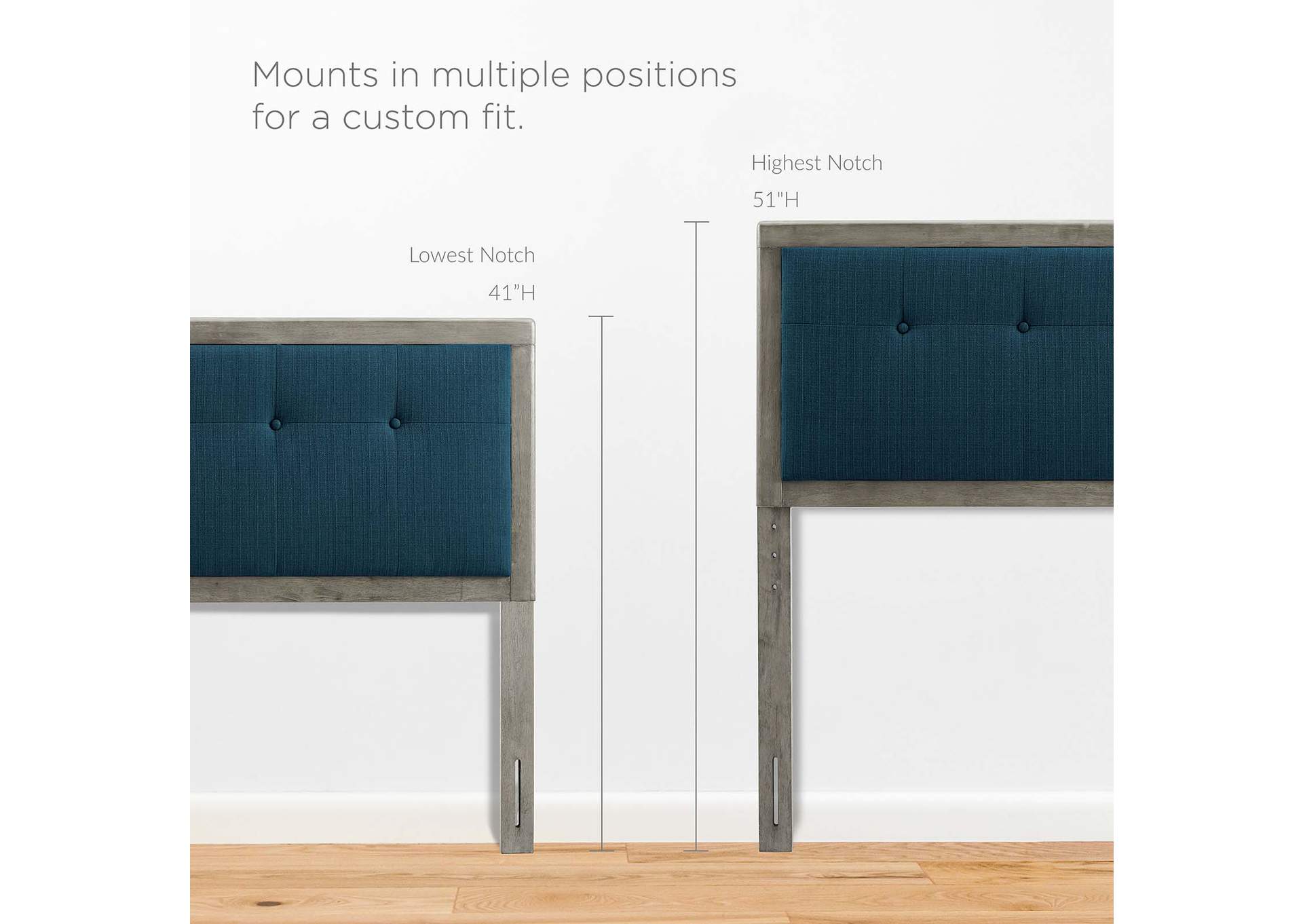 Draper Gray Azure Tufted Full Fabric and Wood Headboard,Modway