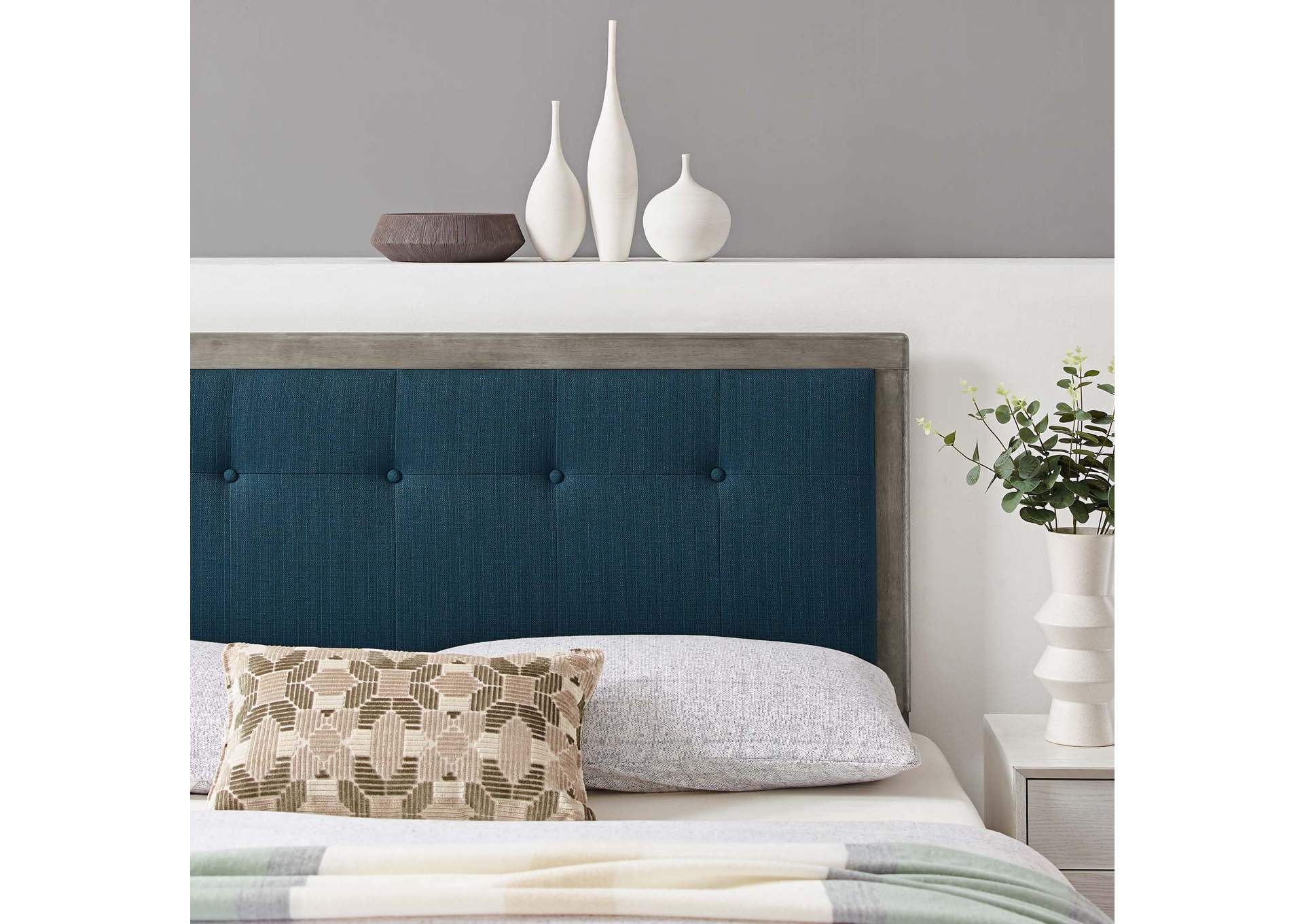 Draper Gray Azure Tufted Full Fabric and Wood Headboard,Modway