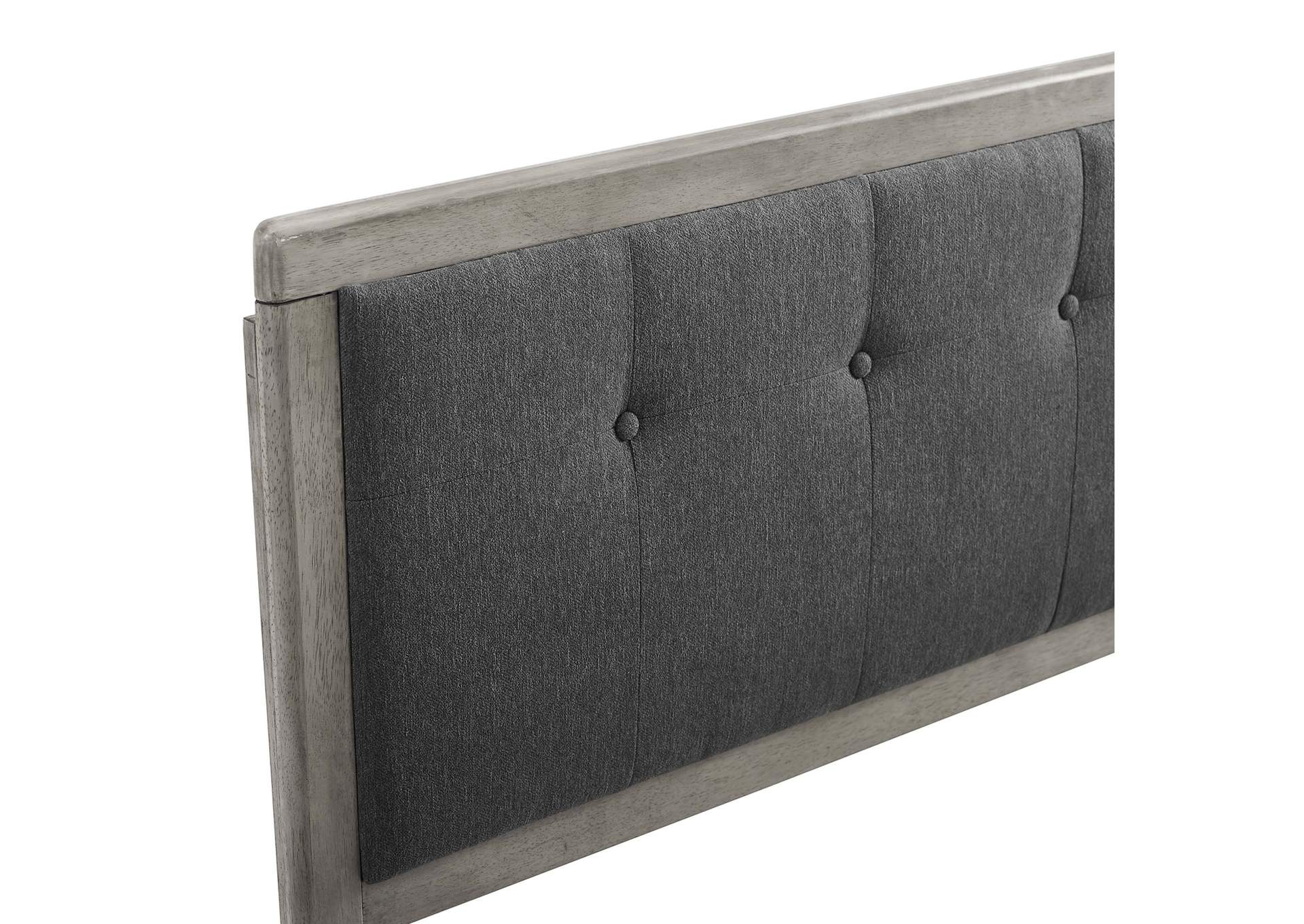 Draper Gray Charcoal Tufted Full Fabric and Wood Headboard,Modway