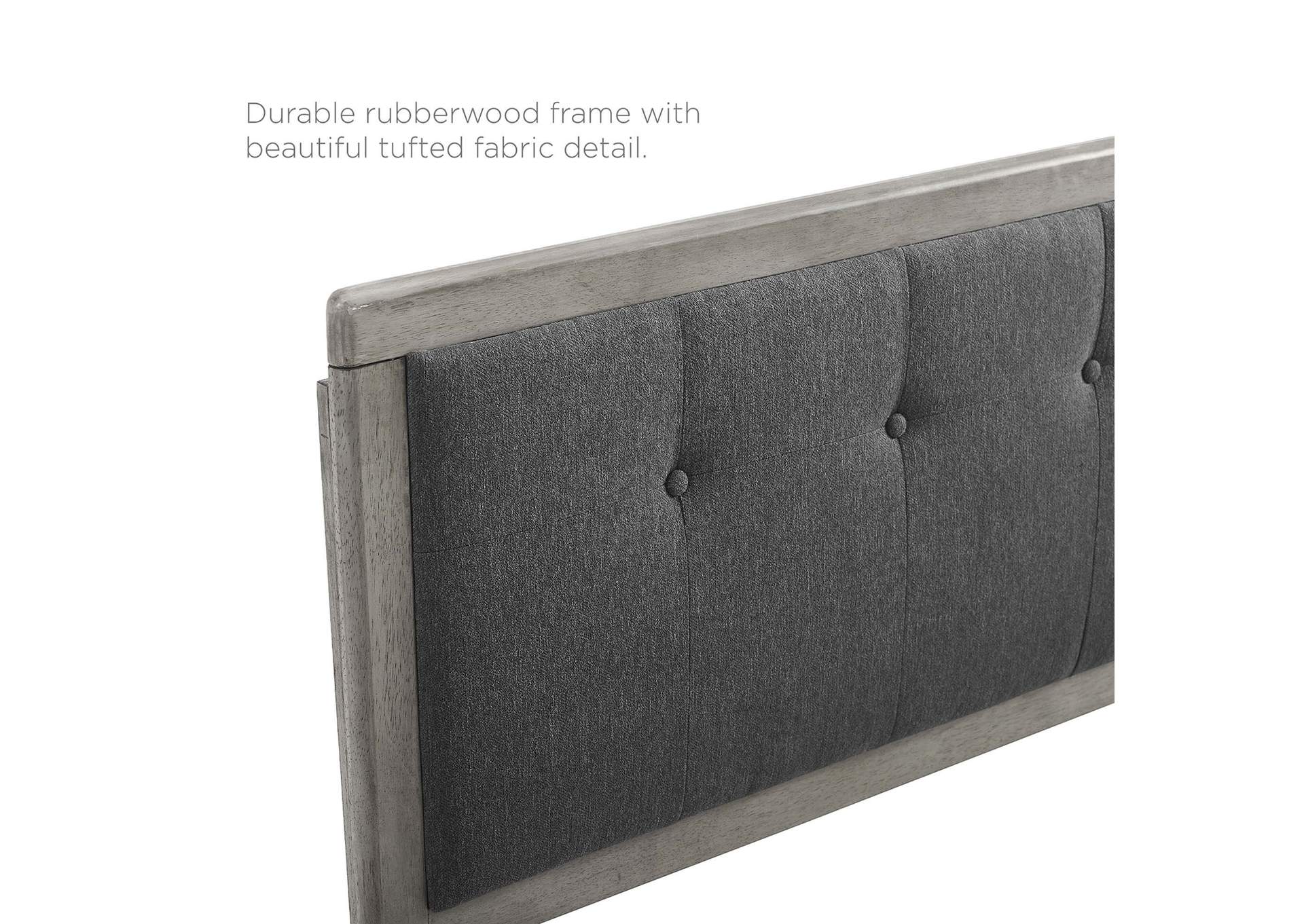 Draper Gray Charcoal Tufted Full Fabric and Wood Headboard,Modway
