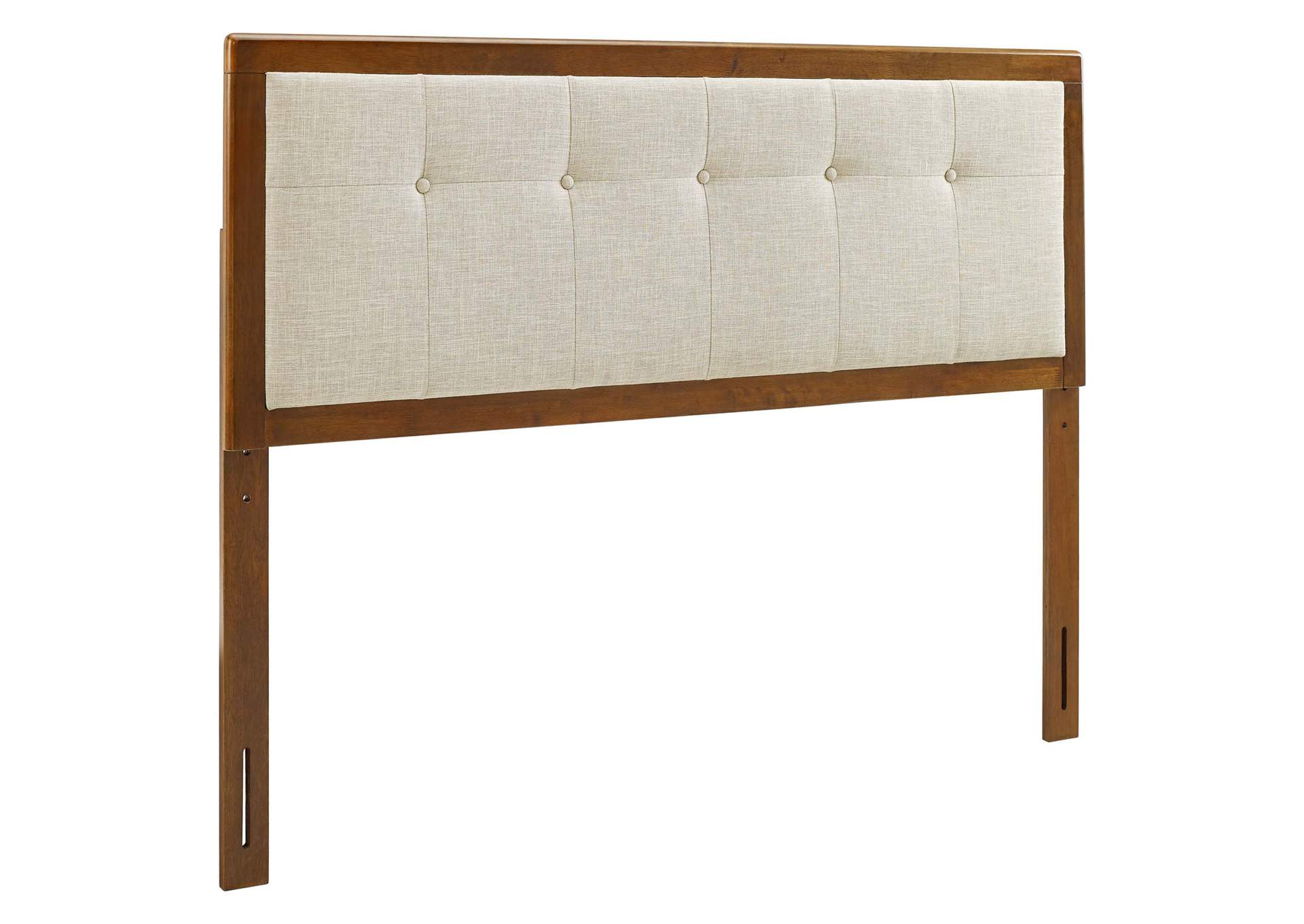 Draper Walnut Beige Tufted Full Fabric and Wood Headboard,Modway