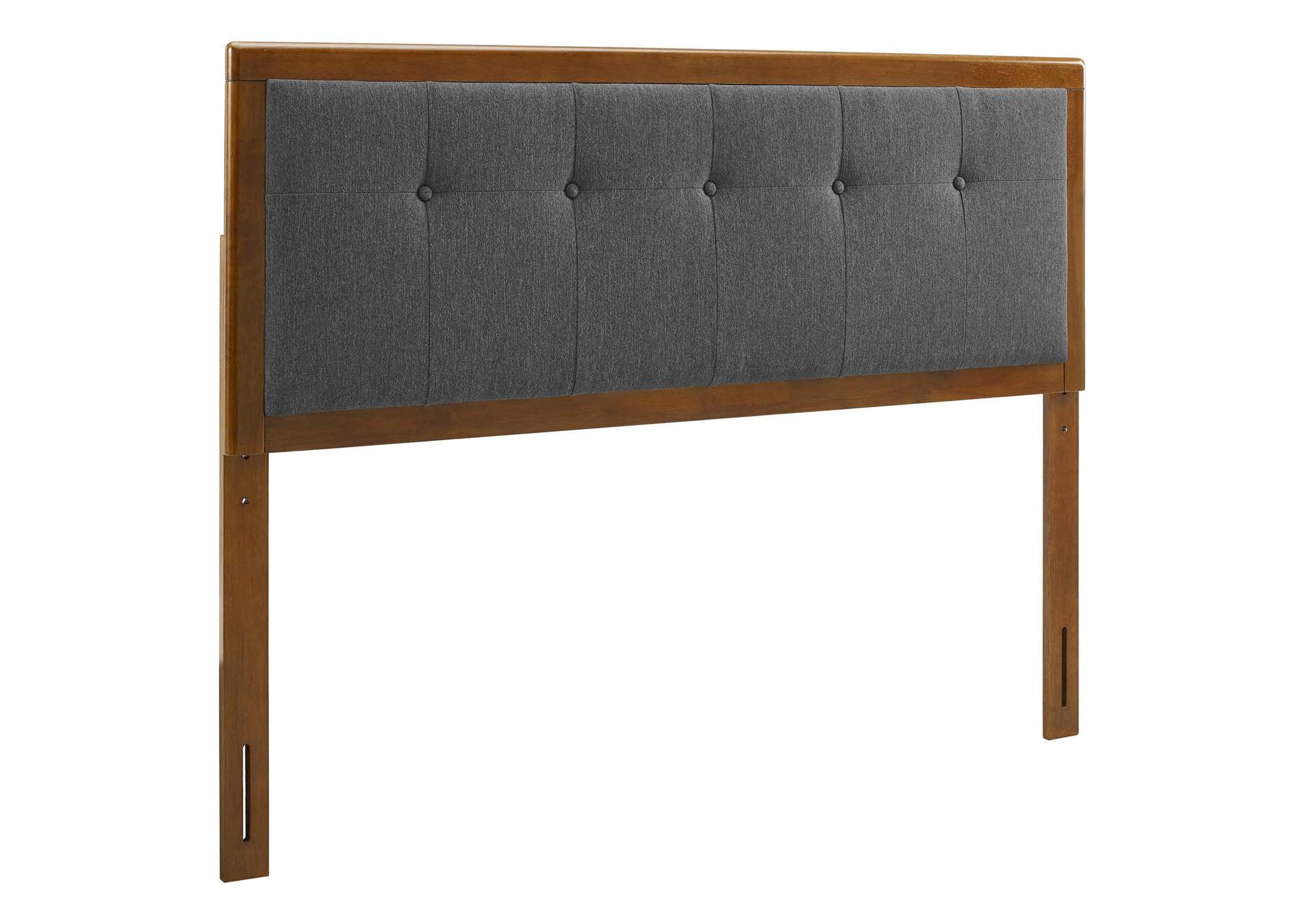 Draper Walnut Charcoal Tufted Full Fabric and Wood Headboard,Modway