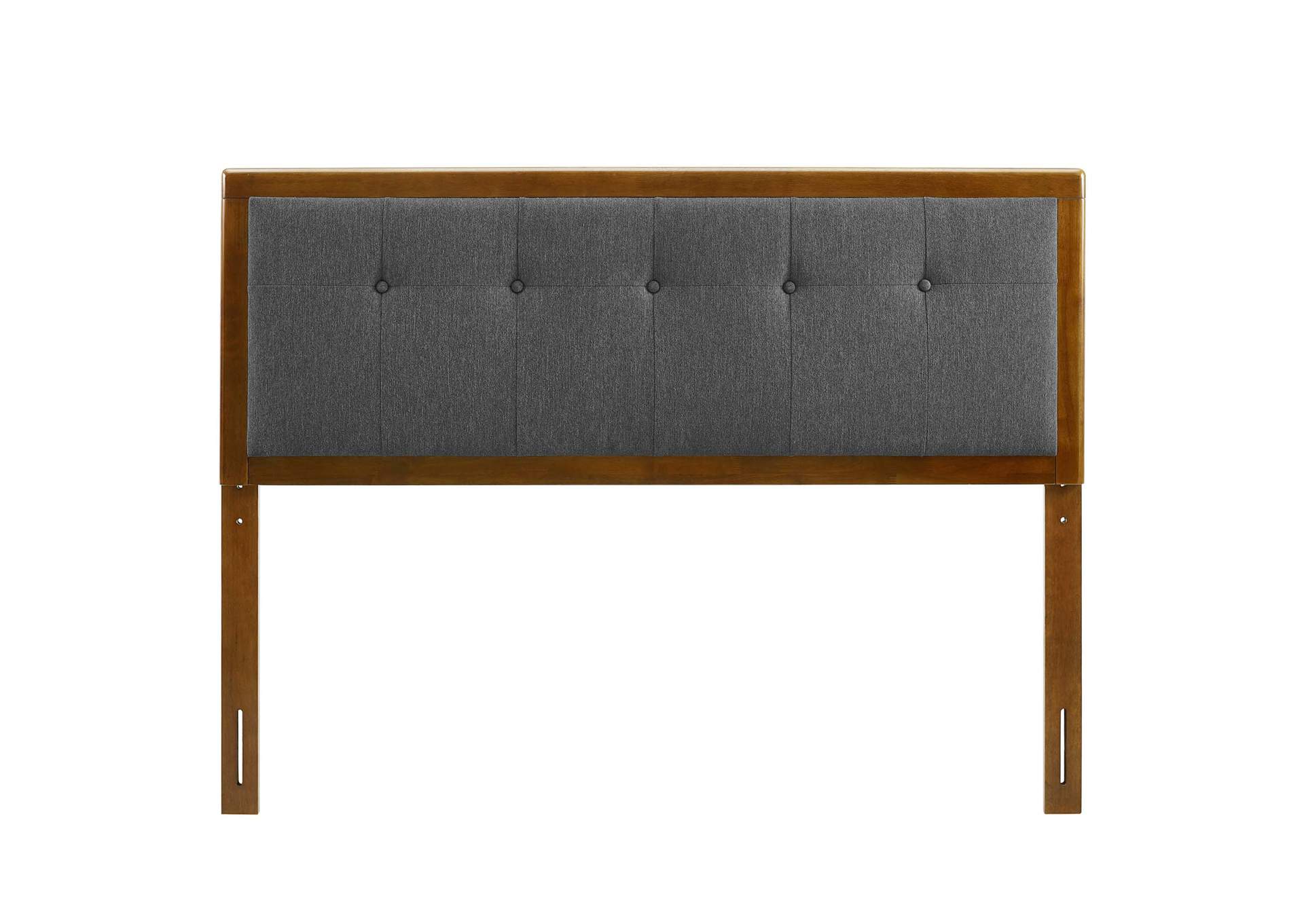 Draper Walnut Charcoal Tufted Full Fabric and Wood Headboard,Modway