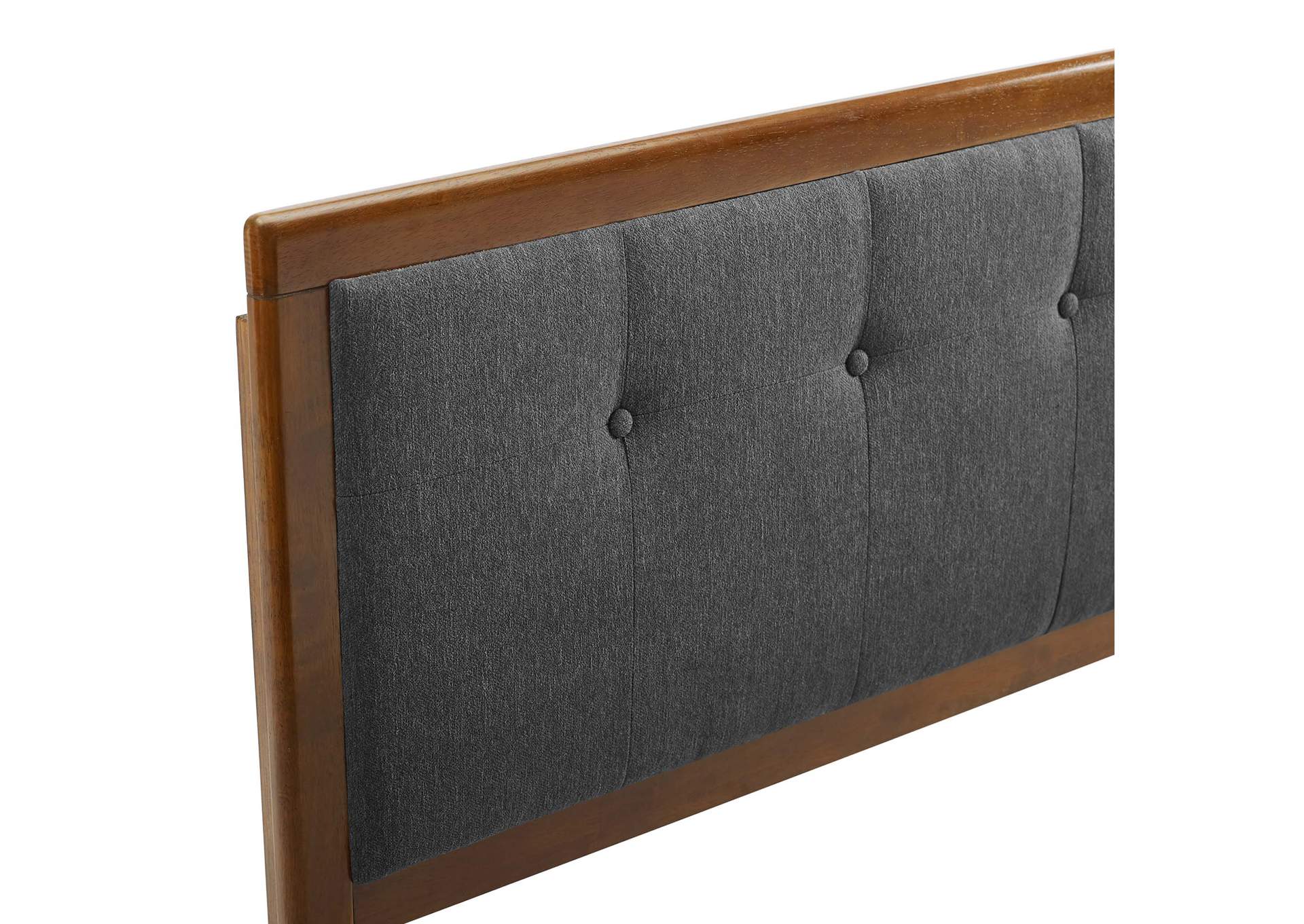 Draper Walnut Charcoal Tufted Full Fabric and Wood Headboard,Modway