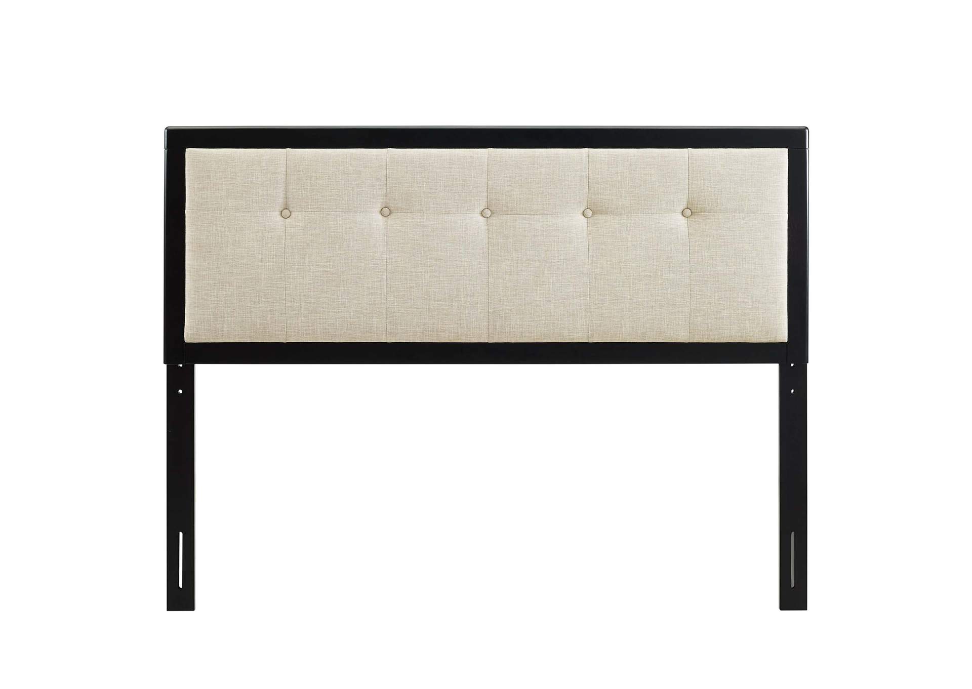 Draper Black Beige Tufted Queen Fabric and Wood Headboard,Modway