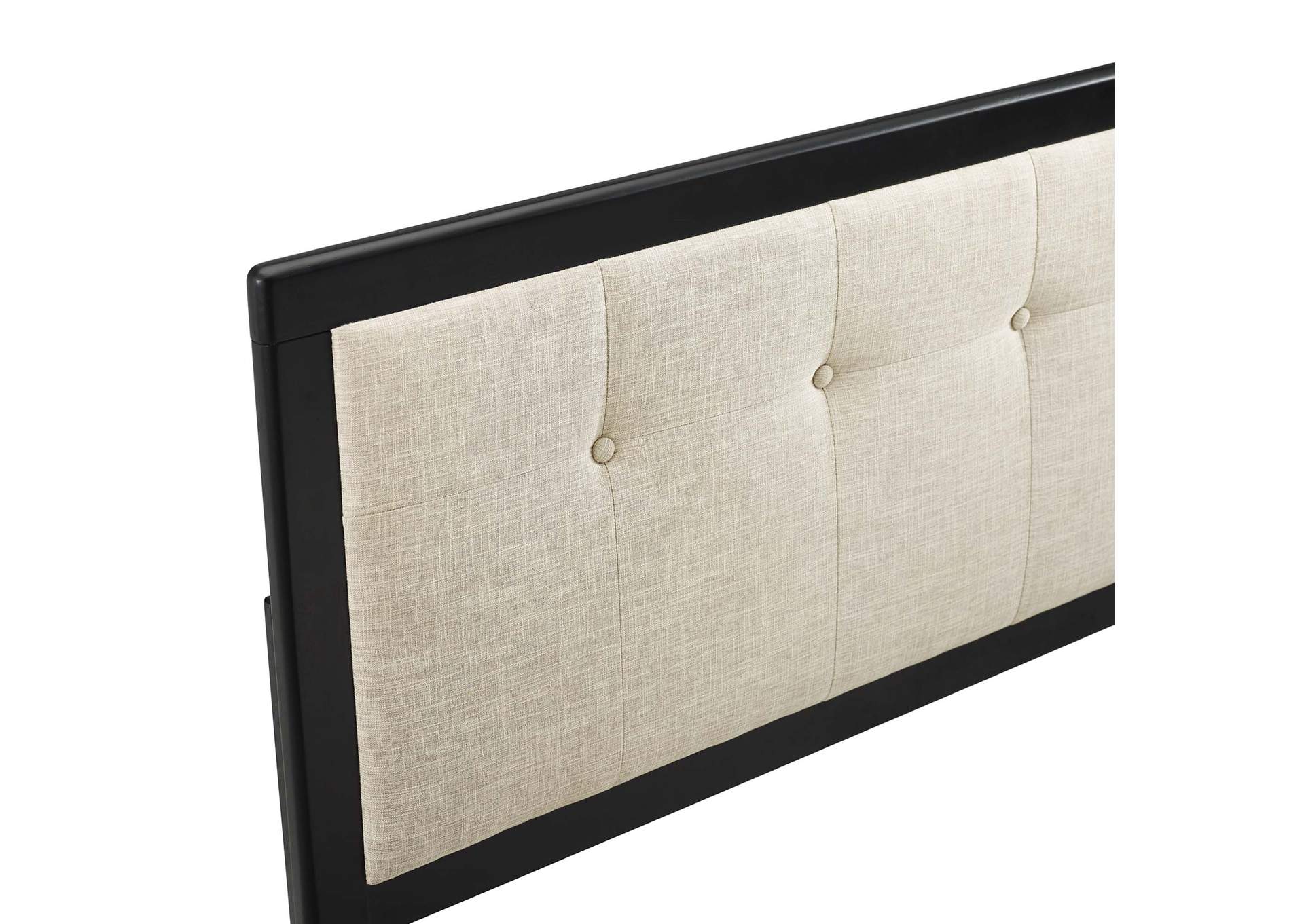 Draper Black Beige Tufted Queen Fabric and Wood Headboard,Modway