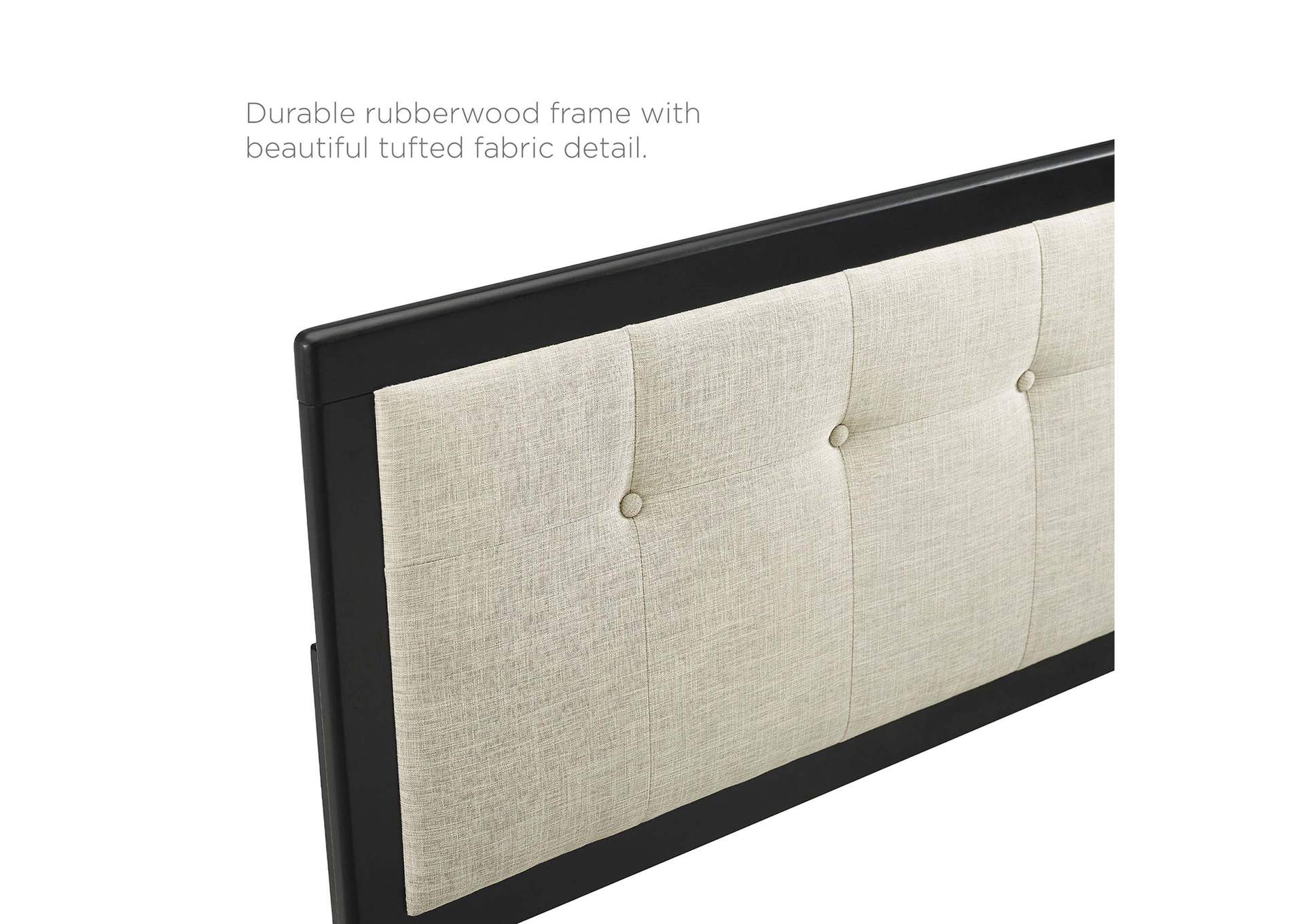 Draper Black Beige Tufted Queen Fabric and Wood Headboard,Modway
