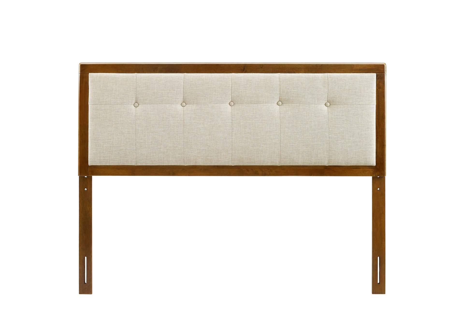Draper Walnut Beige Tufted Queen Fabric and Wood Headboard,Modway