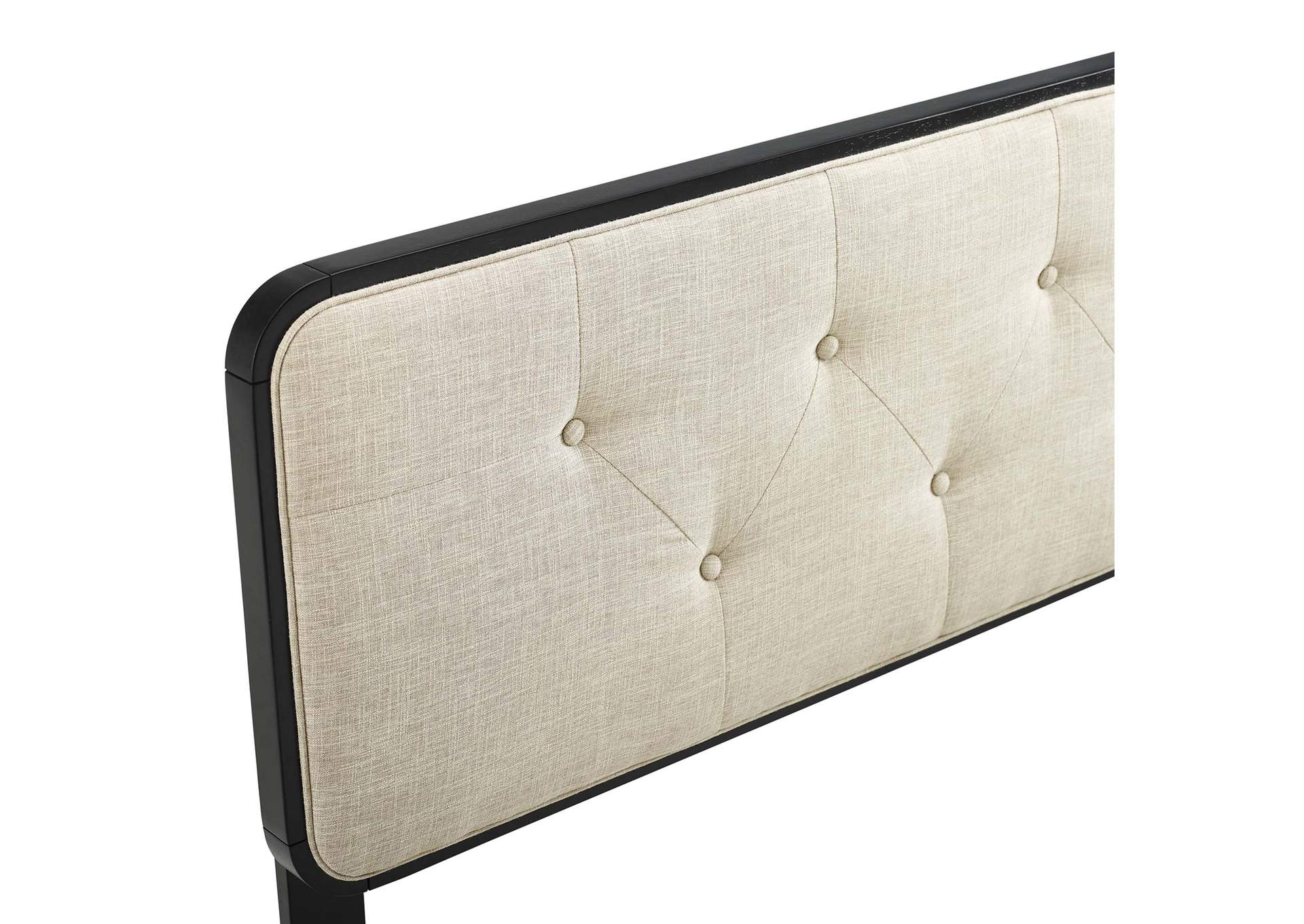 Collins Black Beige Tufted Full Fabric and Wood Headboard,Modway