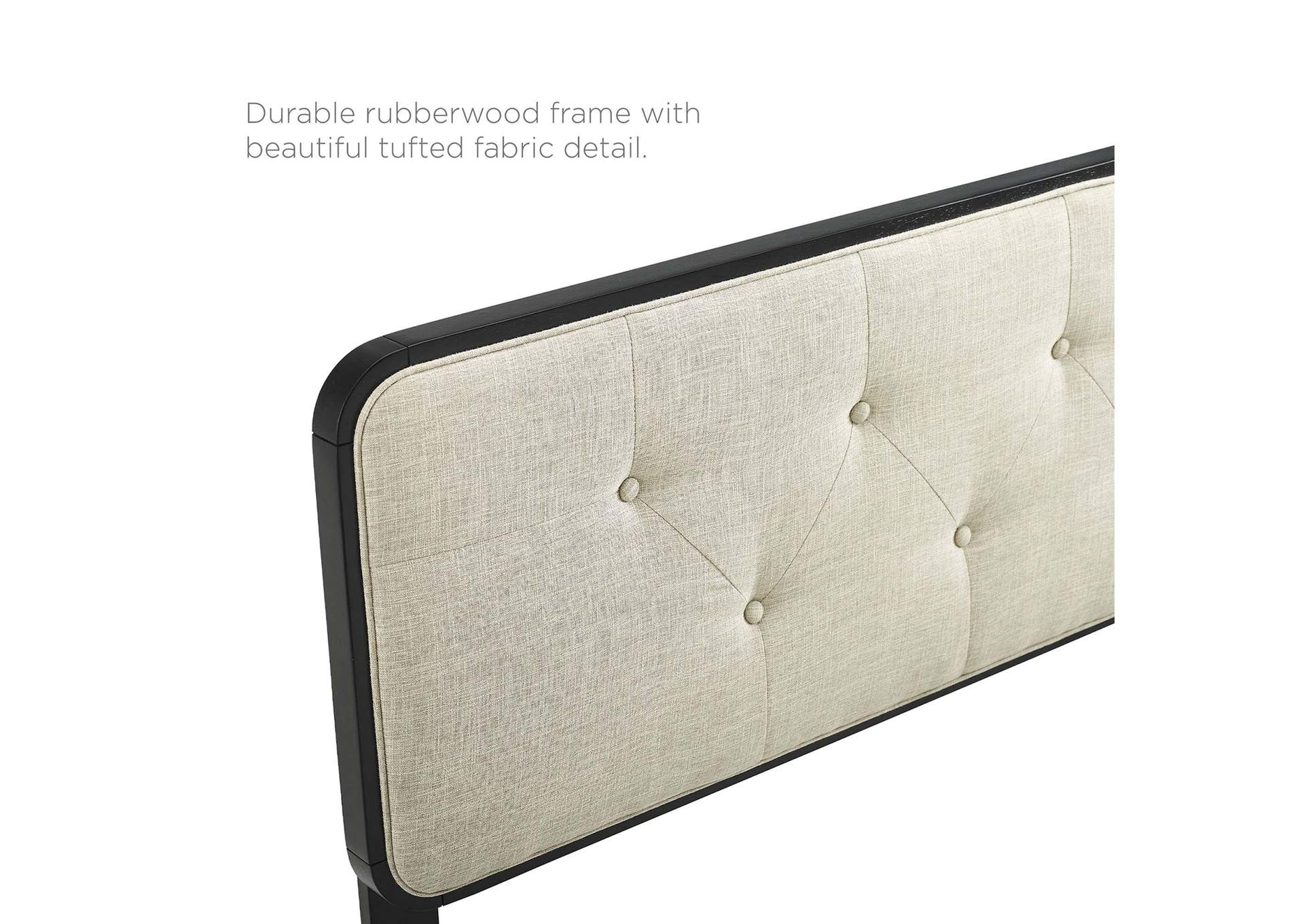 Collins Black Beige Tufted Full Fabric and Wood Headboard,Modway