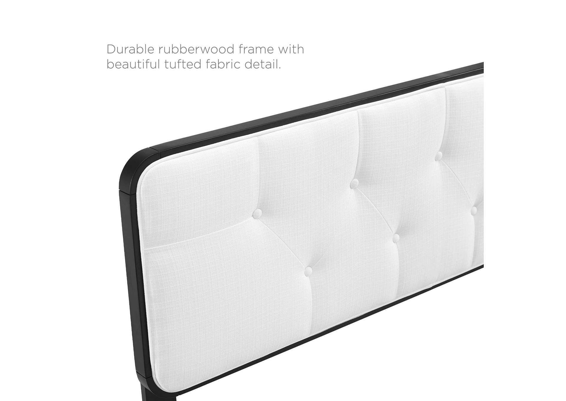 Collins Black White Tufted Full Fabric and Wood Headboard,Modway