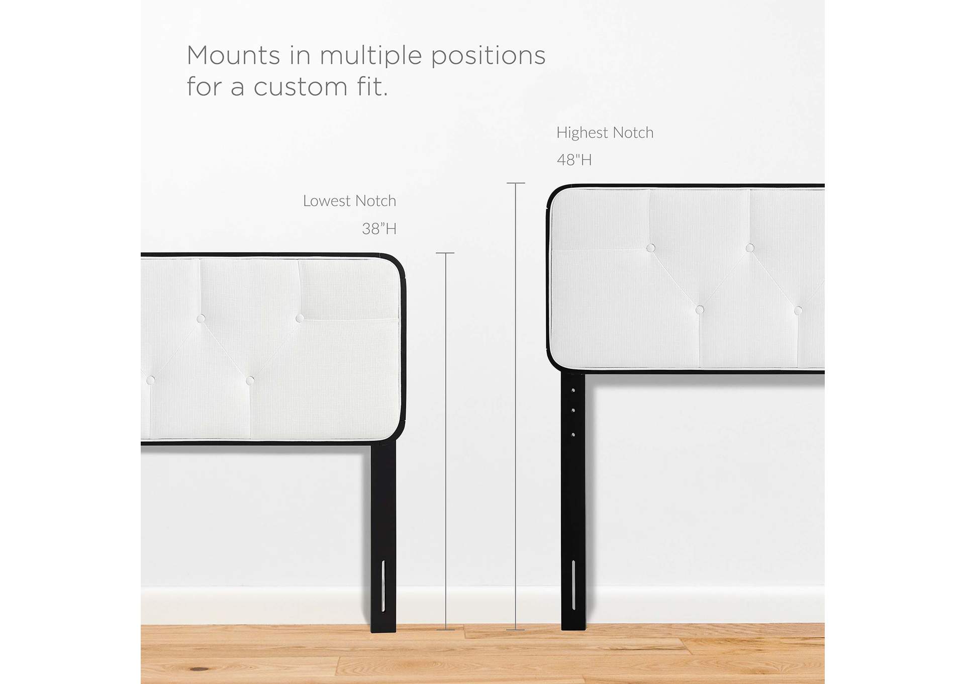 Collins Black White Tufted Full Fabric and Wood Headboard,Modway