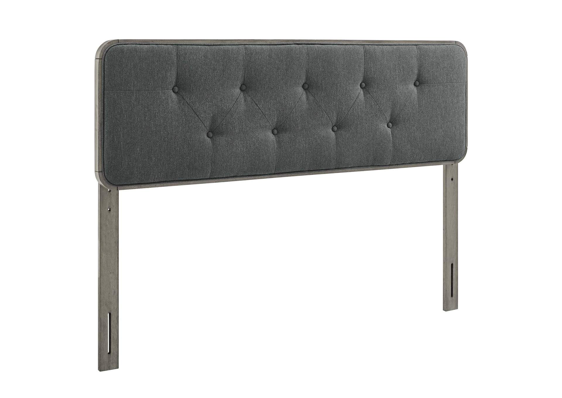 Collins Gray Charcoal Tufted Full Fabric and Wood Headboard,Modway