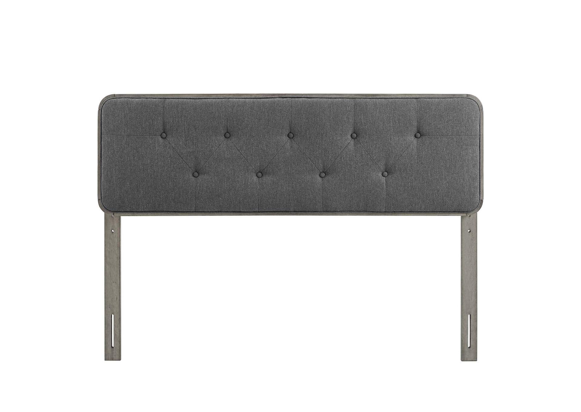 Collins Gray Charcoal Tufted Full Fabric and Wood Headboard,Modway