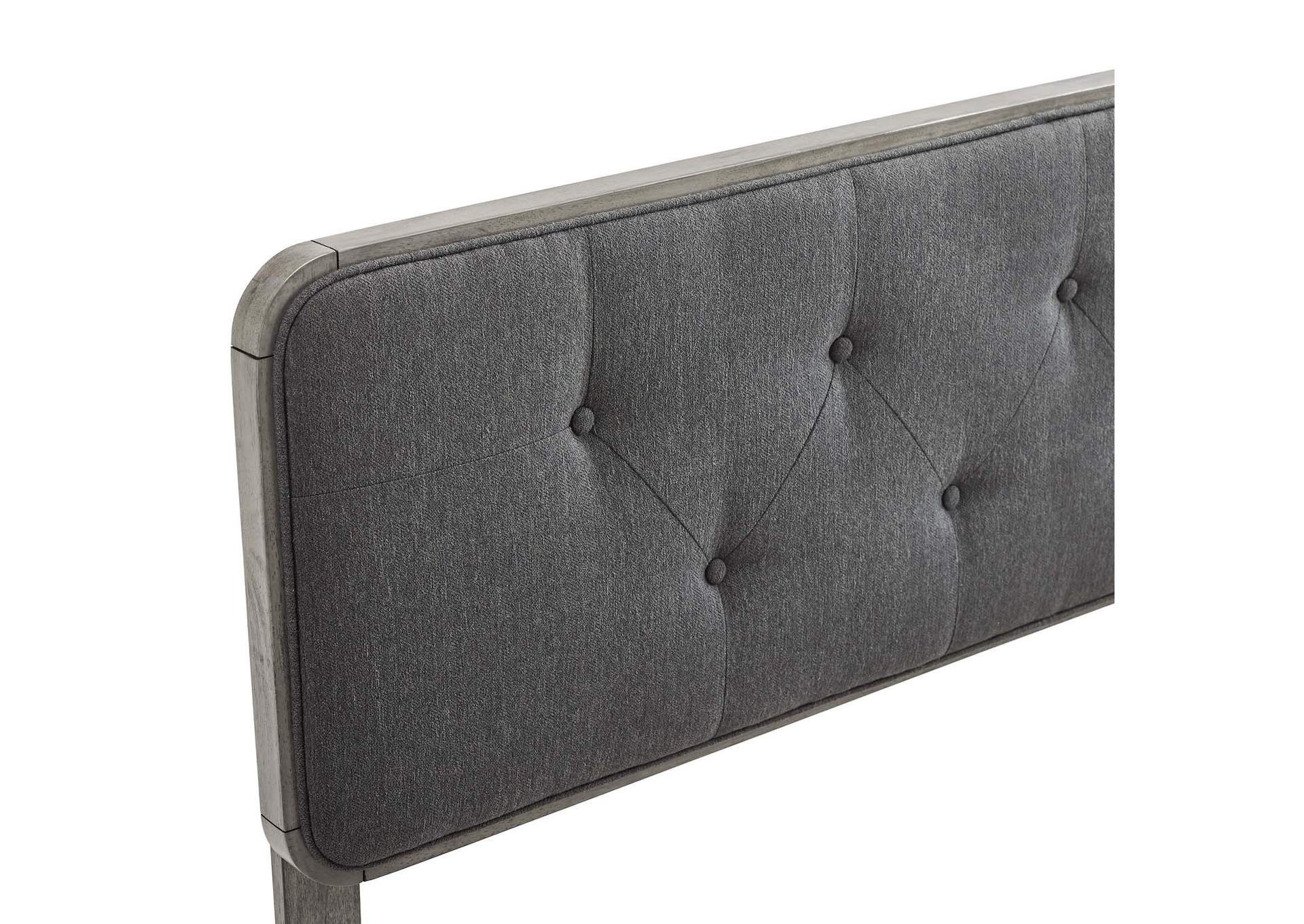 Collins Gray Charcoal Tufted Full Fabric and Wood Headboard,Modway