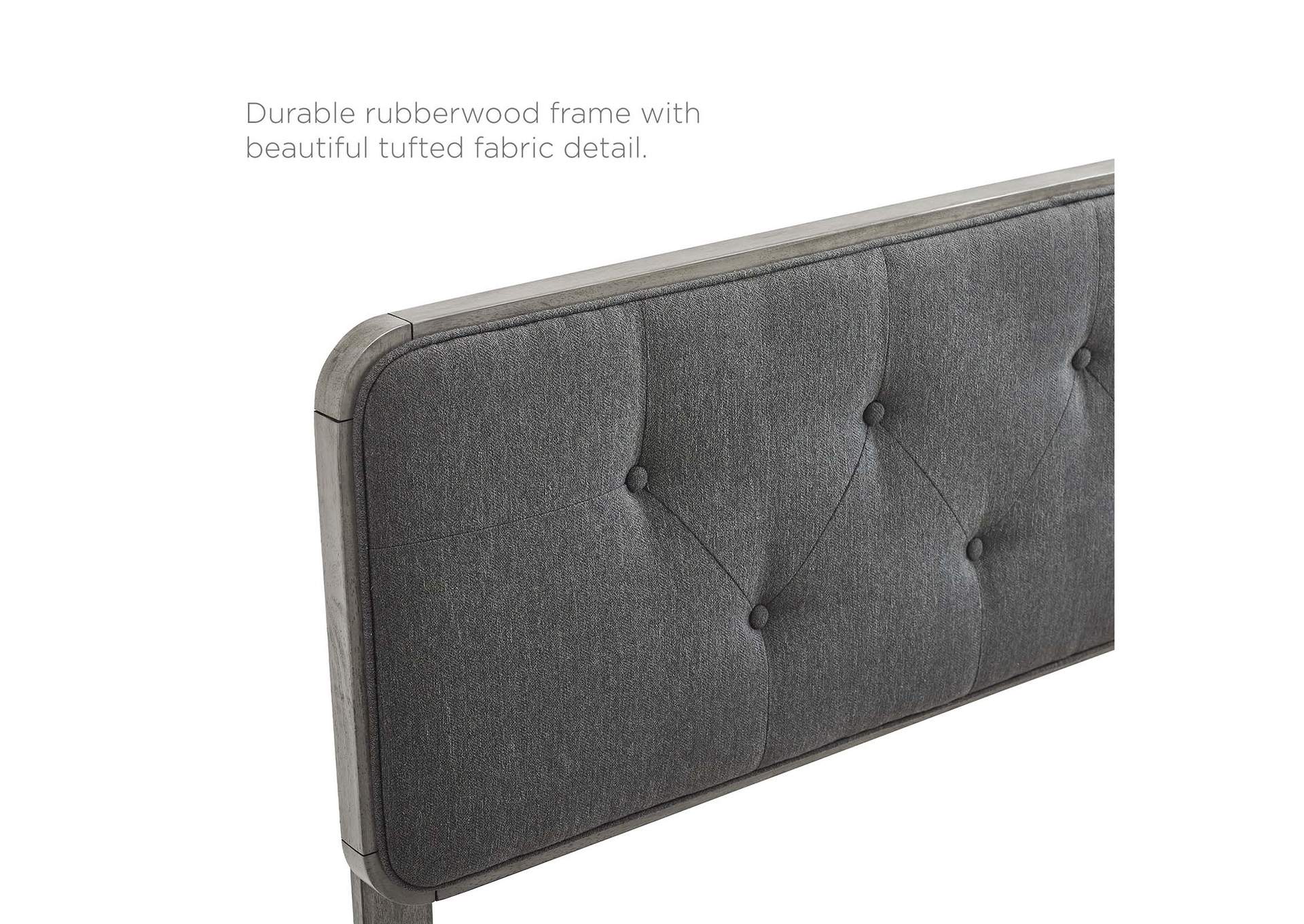 Collins Gray Charcoal Tufted Full Fabric and Wood Headboard,Modway