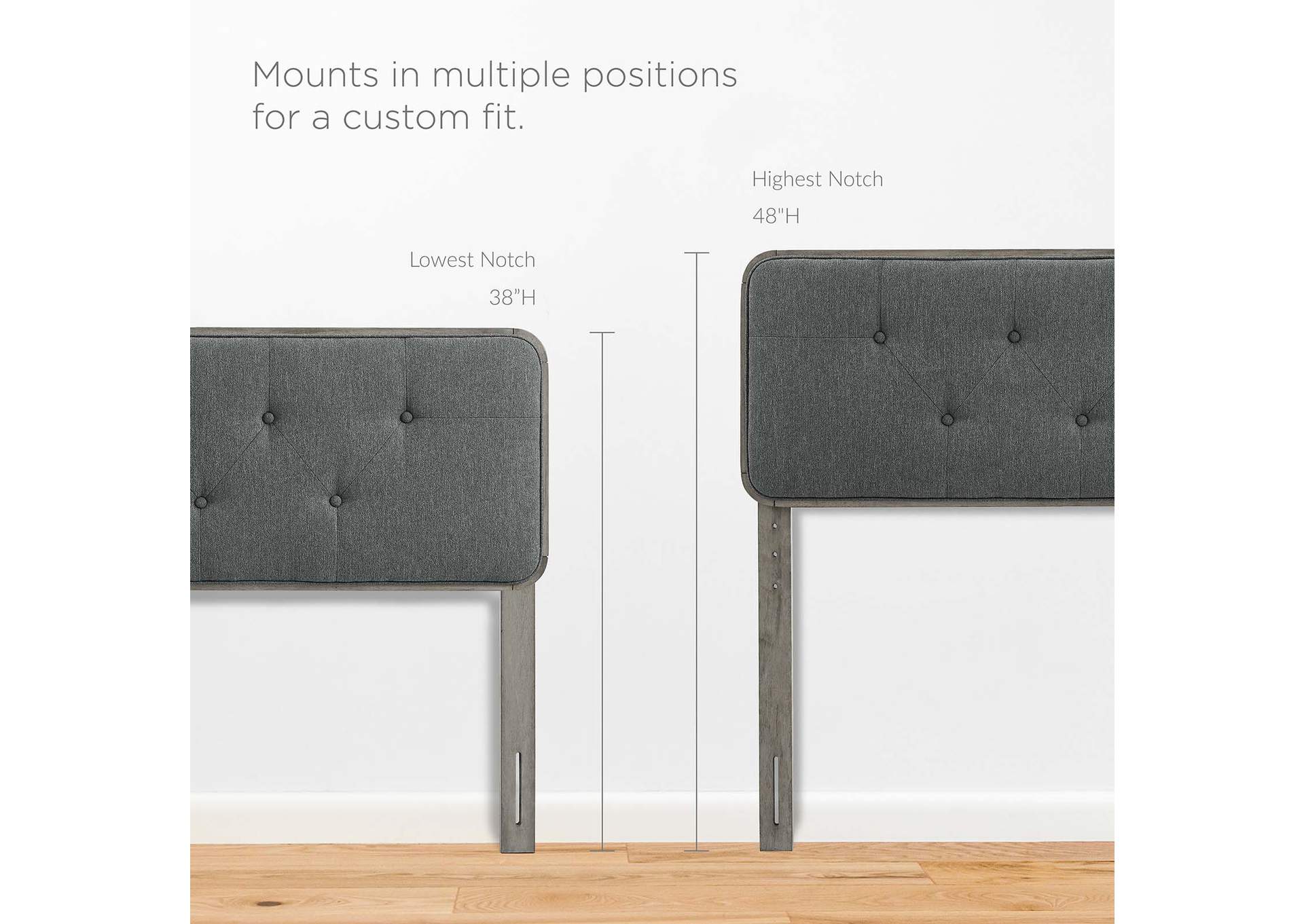 Collins Gray Charcoal Tufted Full Fabric and Wood Headboard,Modway