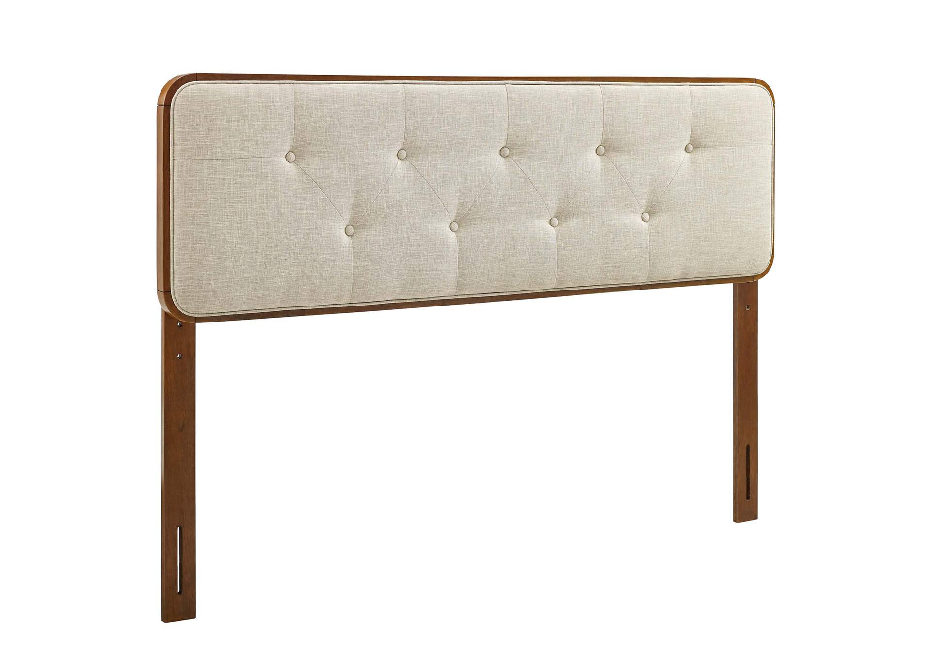 Collins Walnut Beige Tufted Full Fabric and Wood Headboard,Modway